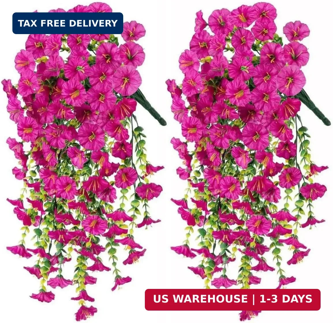 AirSun Artificial Morning Glory Flower Vines, 2pcs 60inch Hanging Plants Silk Ga