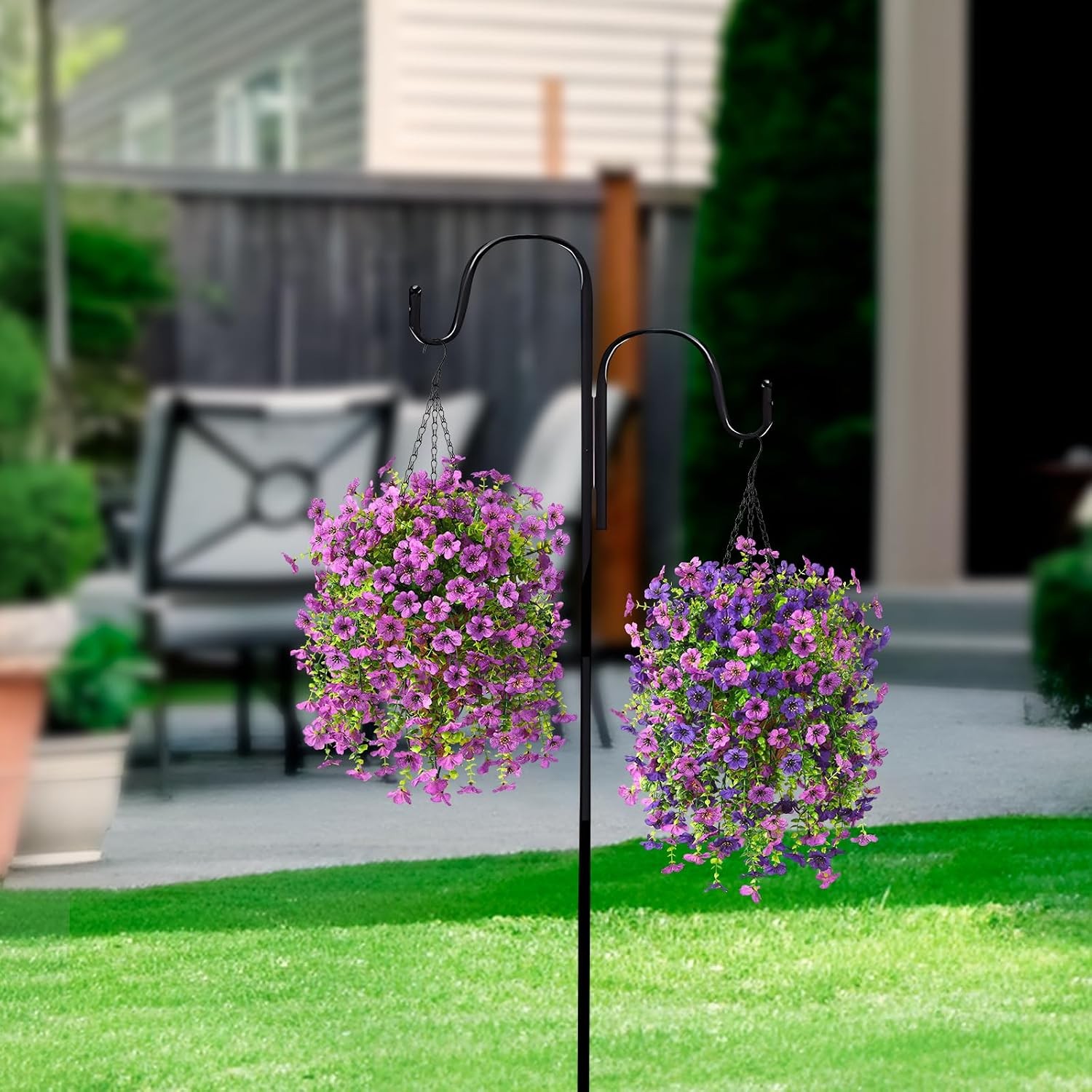 6× Artificial Hanging Flowers for Outdoors Faux Plants Porch Decor UV Resistant