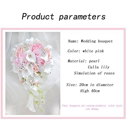 IFFO Calla Lilies 11-inch Simulation Rose Diamonds Pearl Bride Wedding Bouque…
