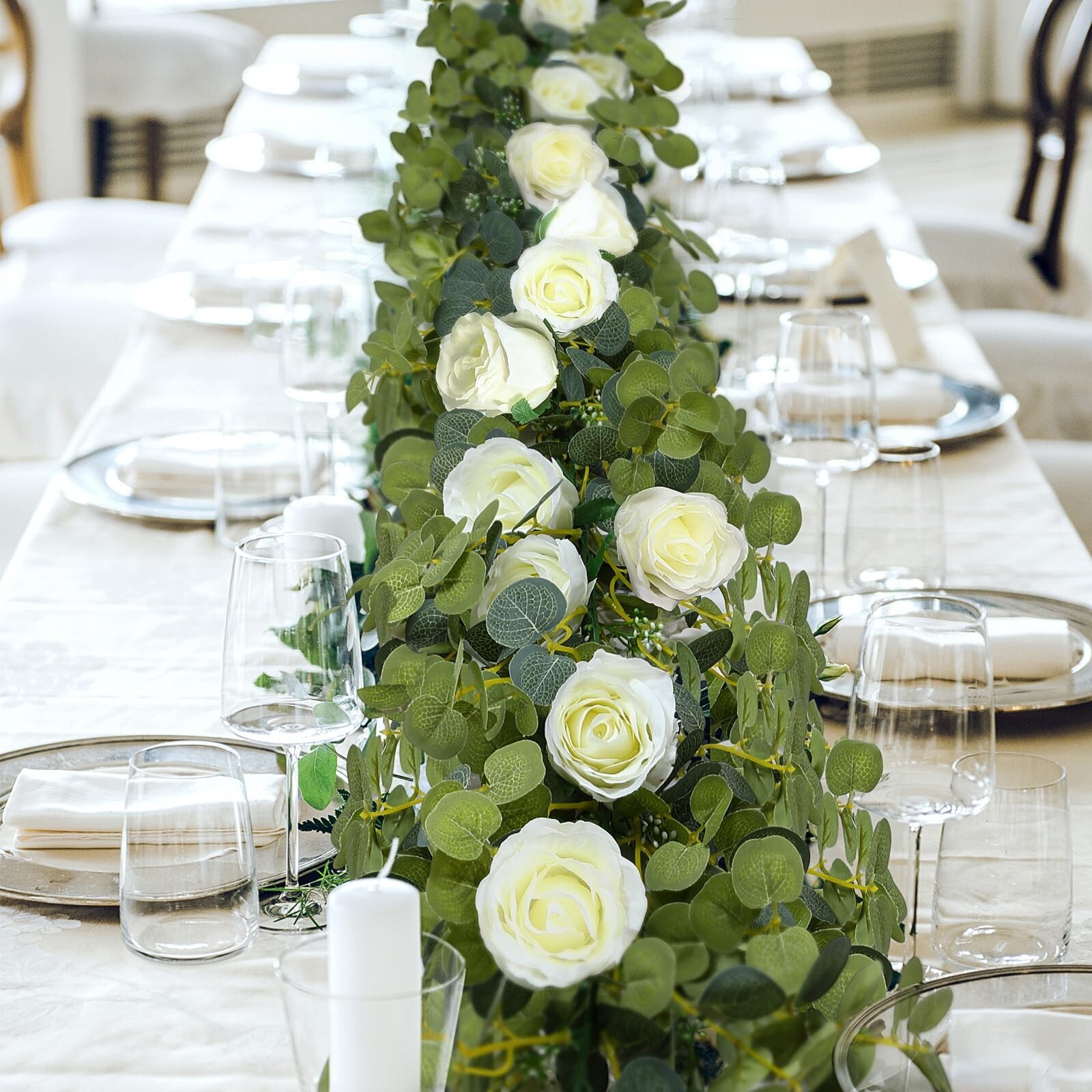 6 Pcs Wedding Garland Artificial Eucalyptus Garland Faux Flowers 5.91 ft Rose…