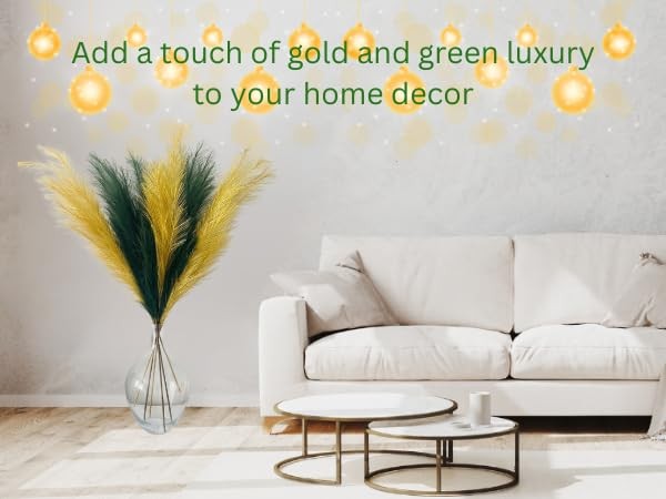 Gold Pampas Grass Decor, 3 Stems x 115cm/45in