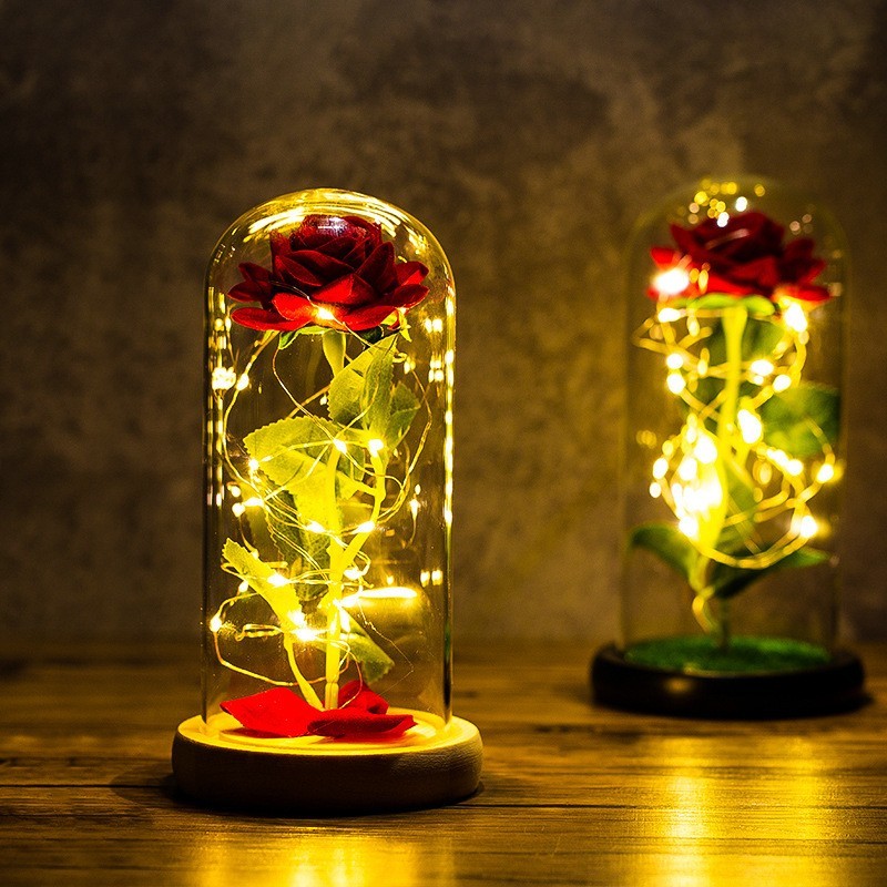 Eternal Rose in Glass Dome LED Light – Valentine’s Day Gift for Her, Anniversary