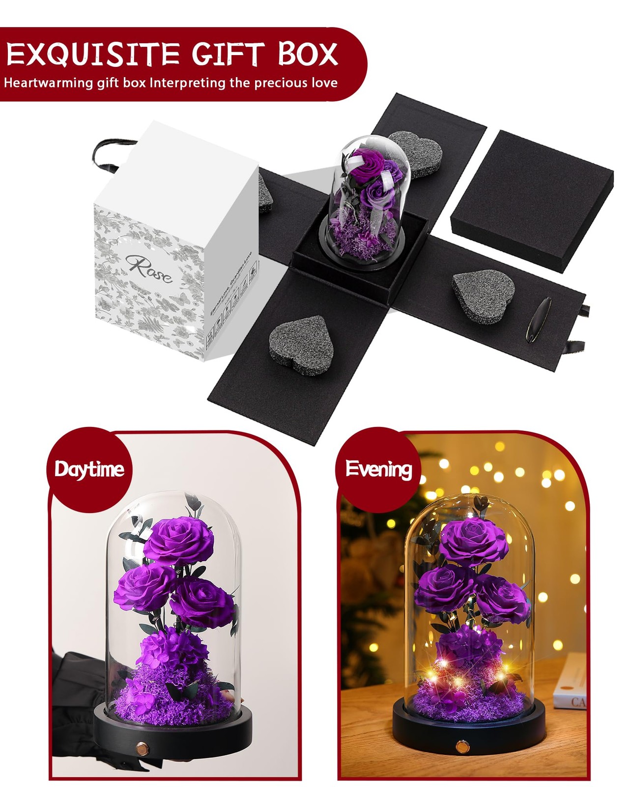 Agrul Valentines Day Flowers Roses Gifts for Her,Forever Real Preserved Roses…