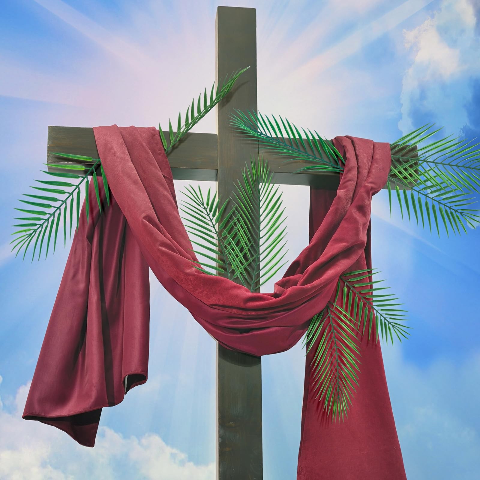 50 Pcs 2 Size Easter Palm Leaves for Palm Sunday Artificial Branches Stem Fau…