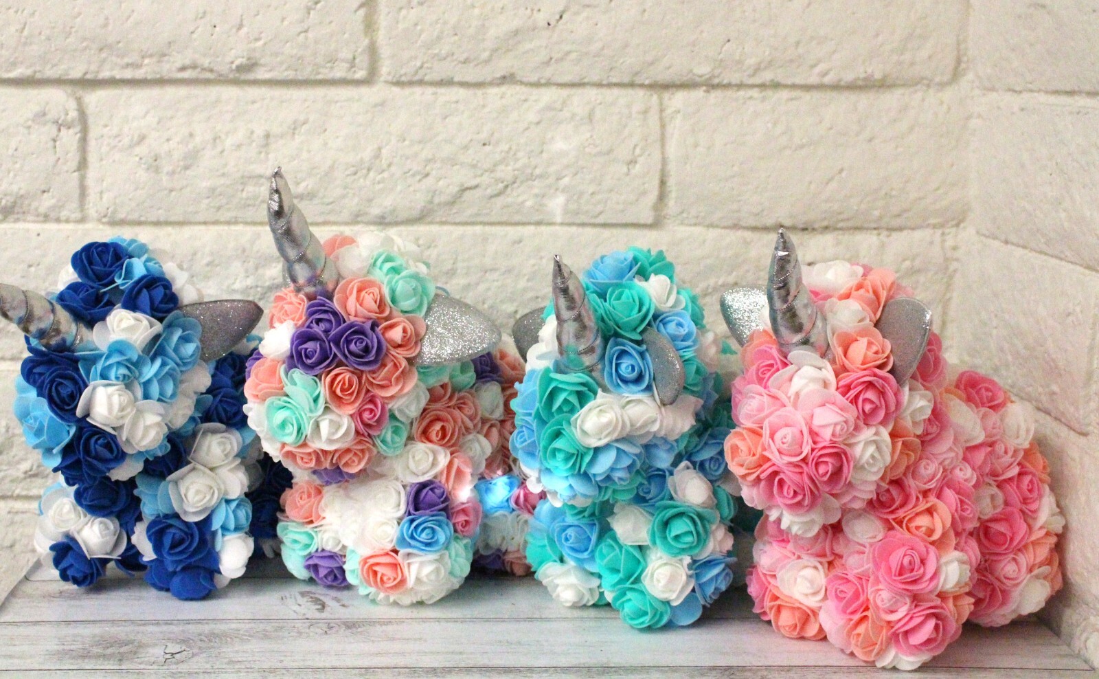 9in Foam Rose Unicorn Birthday Valentine Wedding Romantic Gift Teal Rainbow +Box