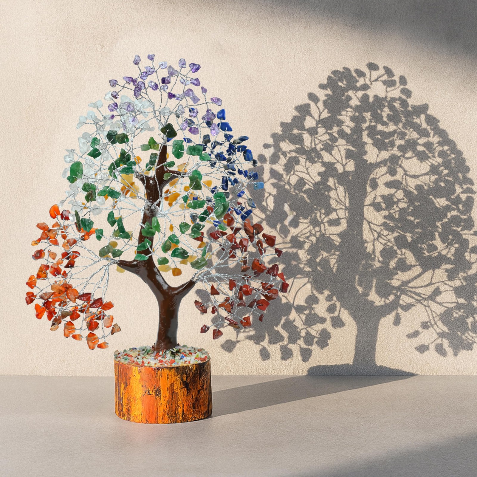 7 Chakra Crystal Tree of Life, 10-12 inch Healing Stone Gemstones,