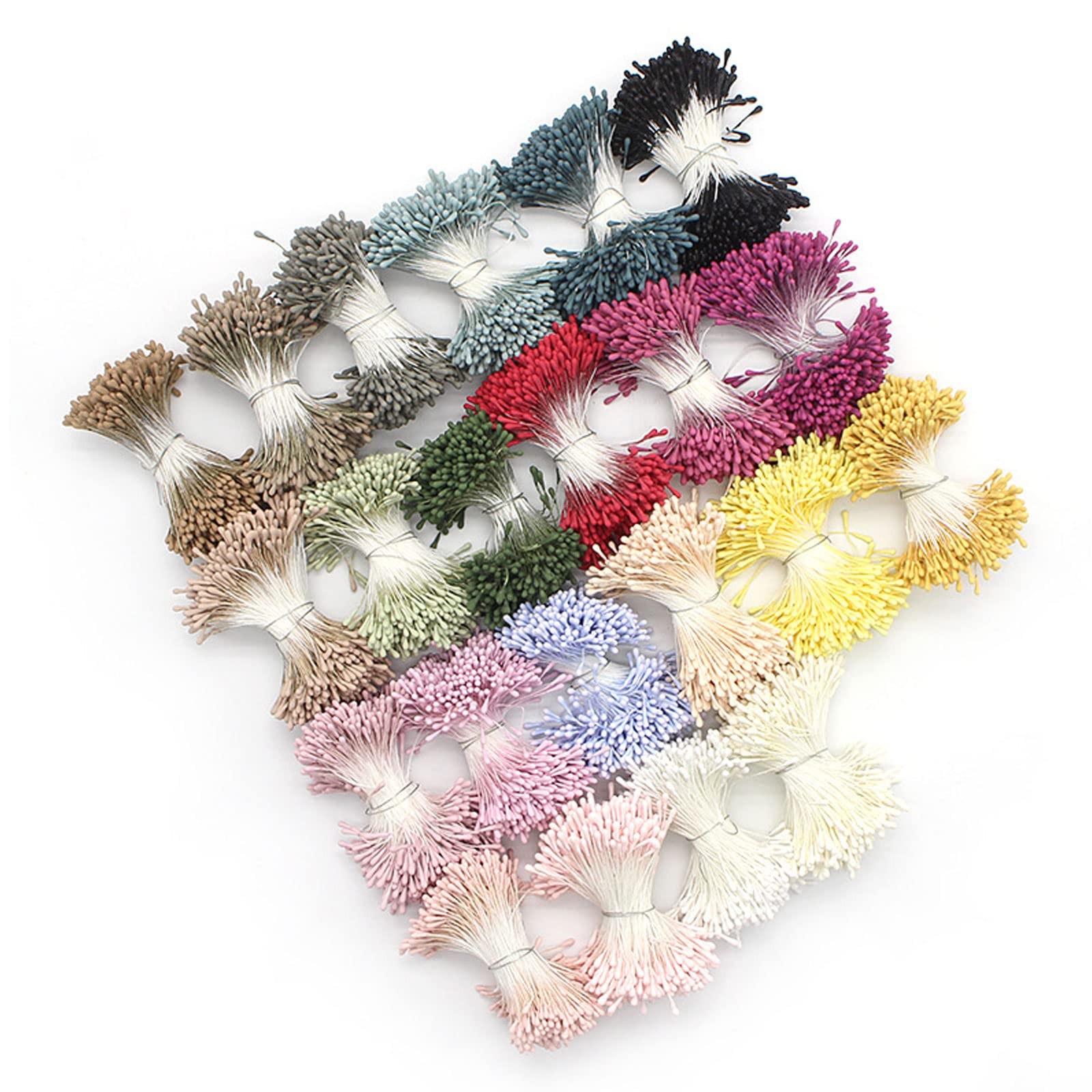 1000 Pcs Artificial Pearl Flower Stamen,Mini Double Heads Mix Color Flower Pi…