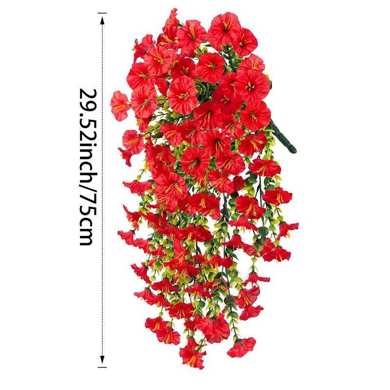 Artificial Hanging Flowers Purple Morning Glory Vines UV Resistant Decor