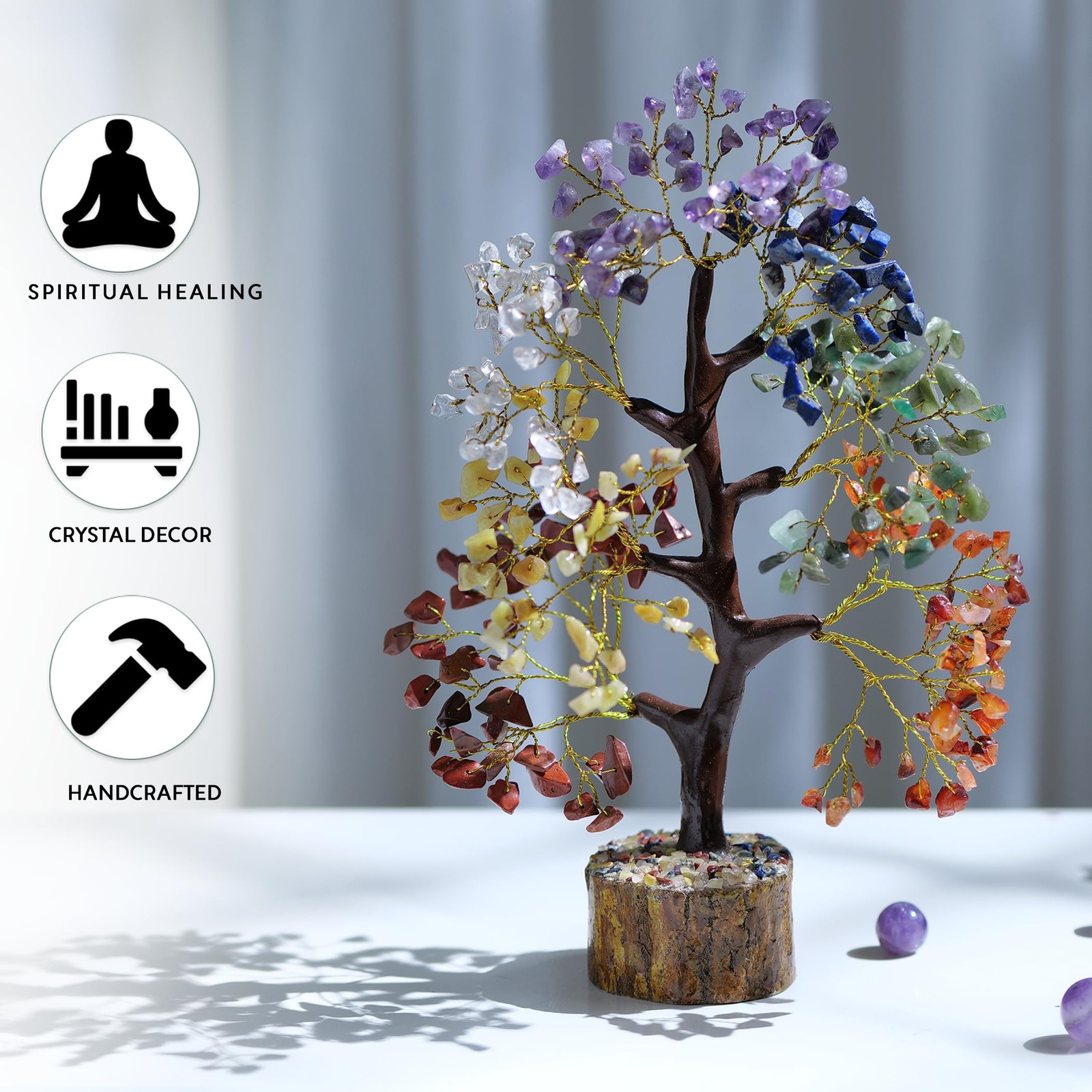 Crystal Tree Life Chakra Healing Meditation Spiritual Decor 10-12″ Gemstone