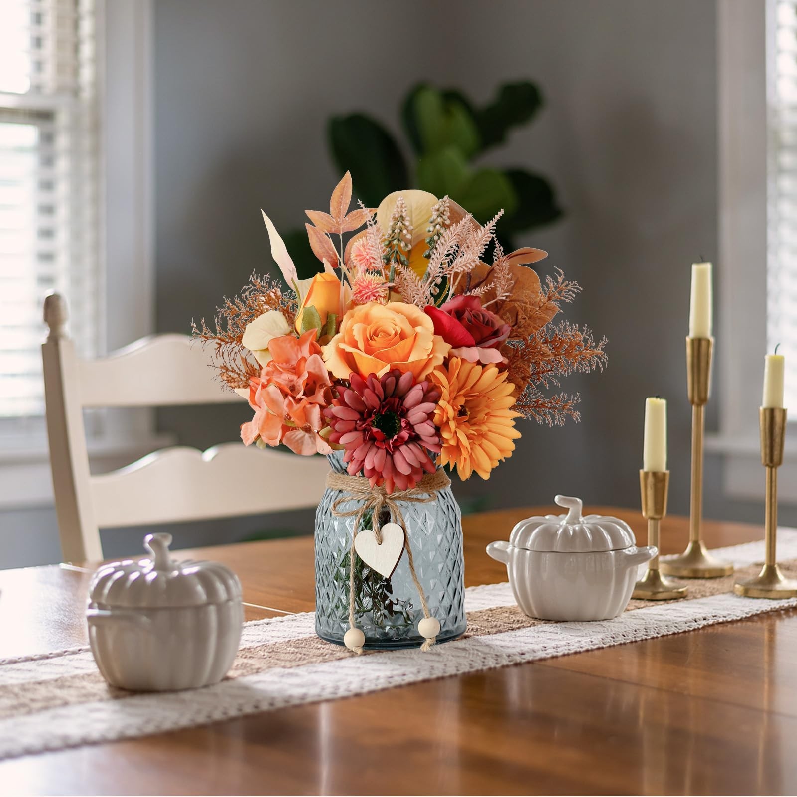 Fake Fall Flowers in Vase,Fall Silk Flower Arrangements,Fall Centerpieces for…