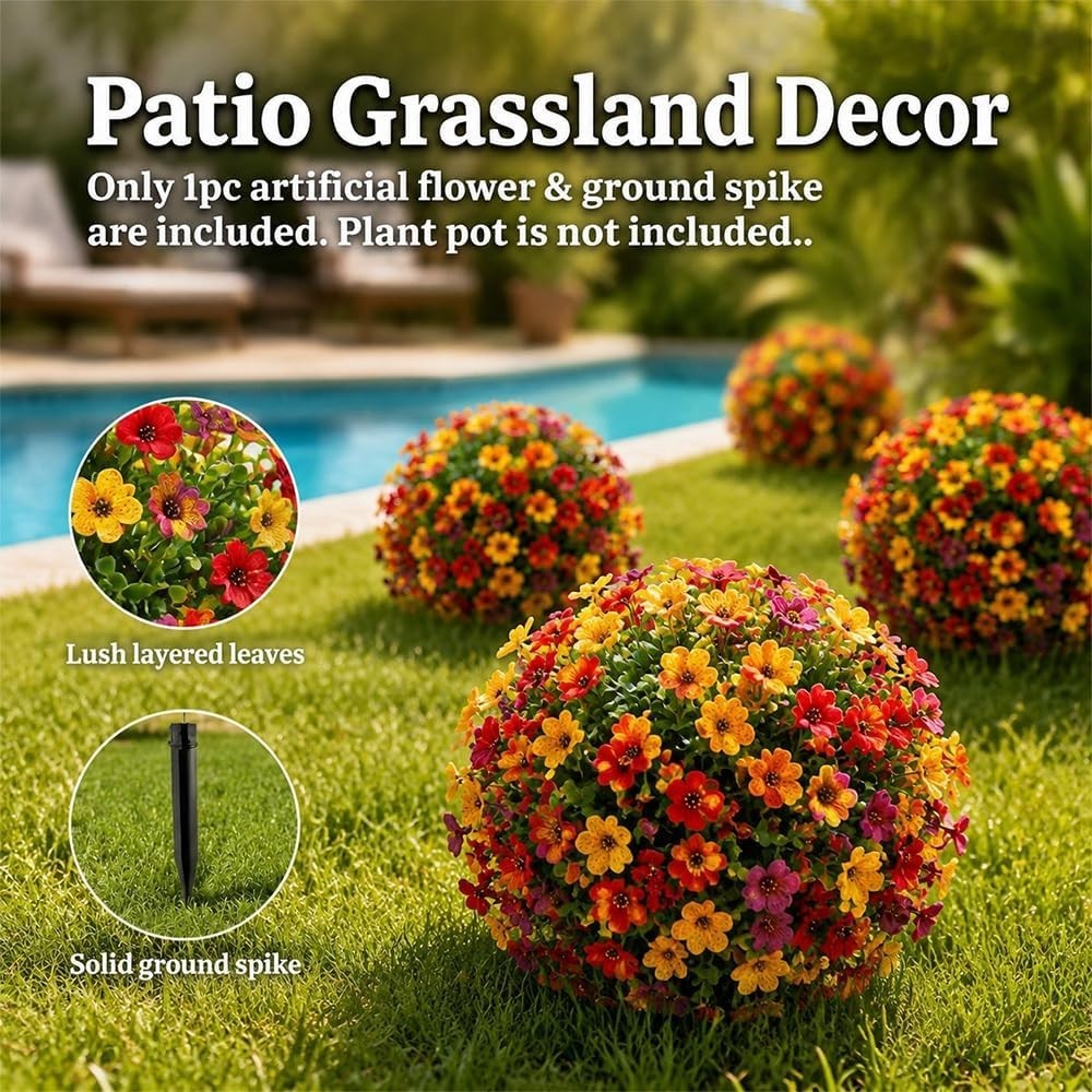 Artificial Violet Flowers with Ground Spike Fake Plants Garden Patio Yard Decor