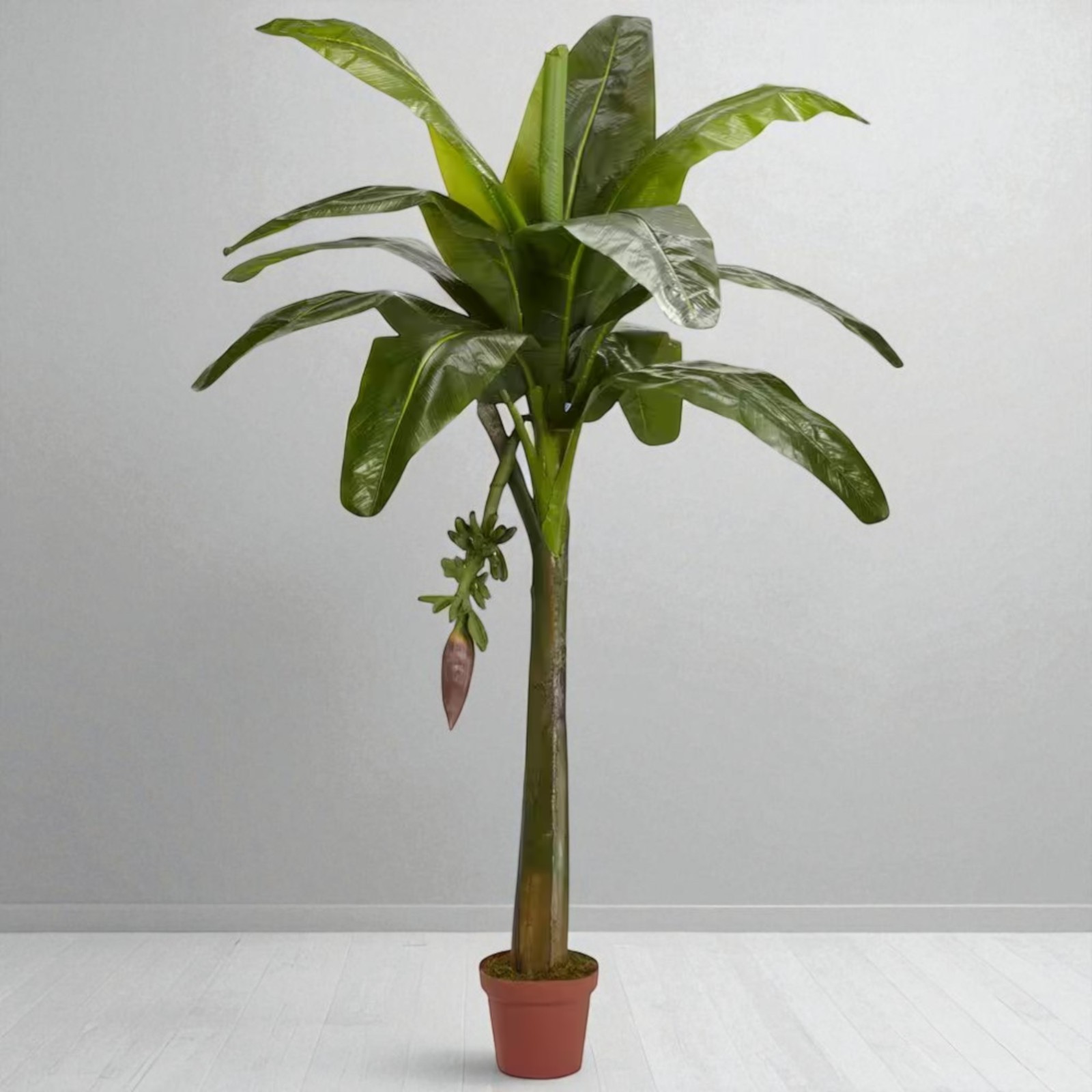 Nearly Natural Banana Silk Tree Indoor Numerous Large Green Leaves 6 ft. Height