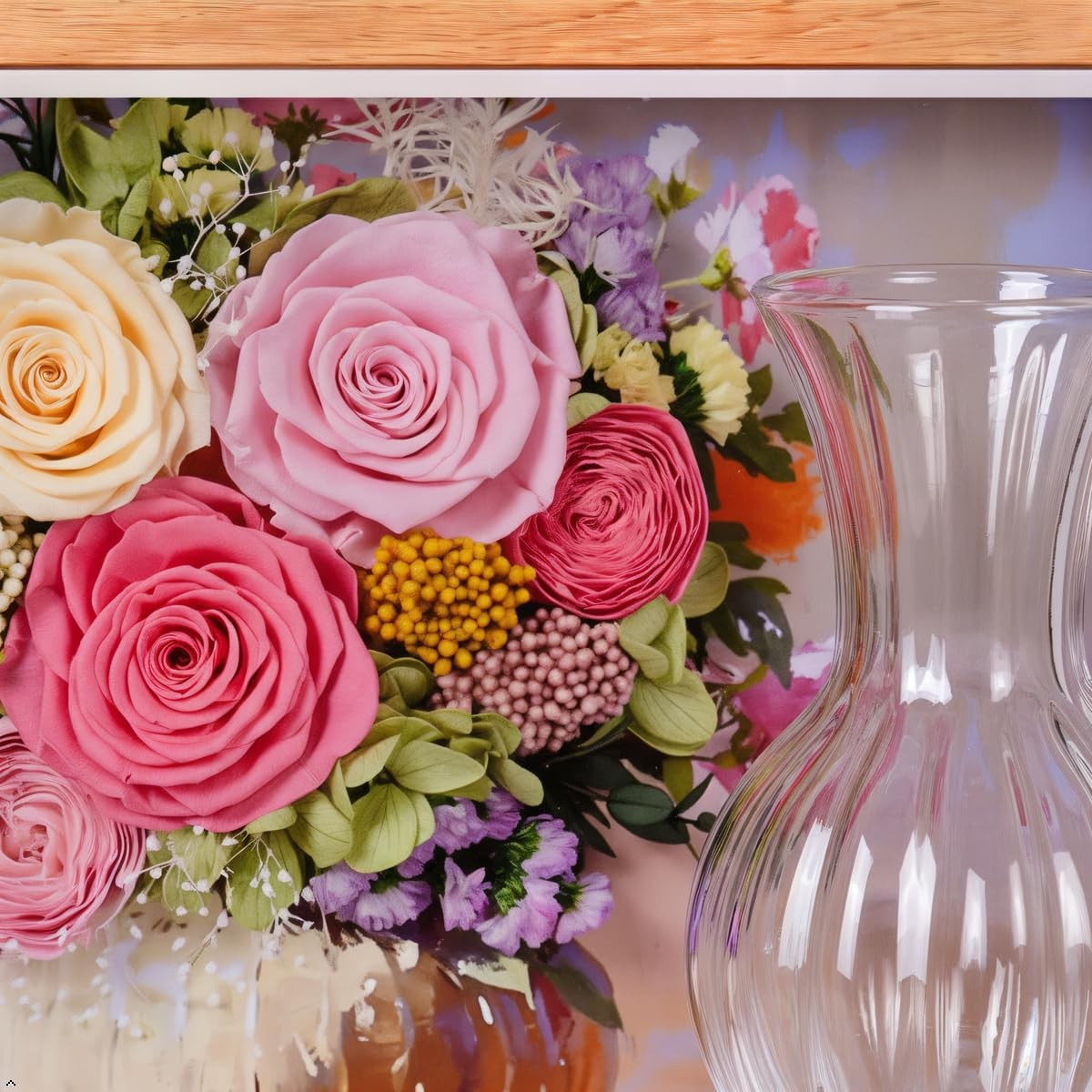 worthfan Preserved Flower Bouquet Art Frame Colorful Floral 3D Wall Decor fo…