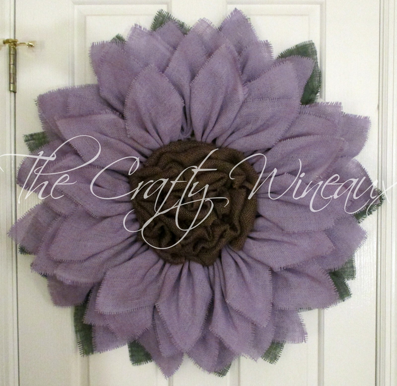 The Crafty Wineaux – Extra Large 30″ Light Violet Burlap Sunflower Wreath
