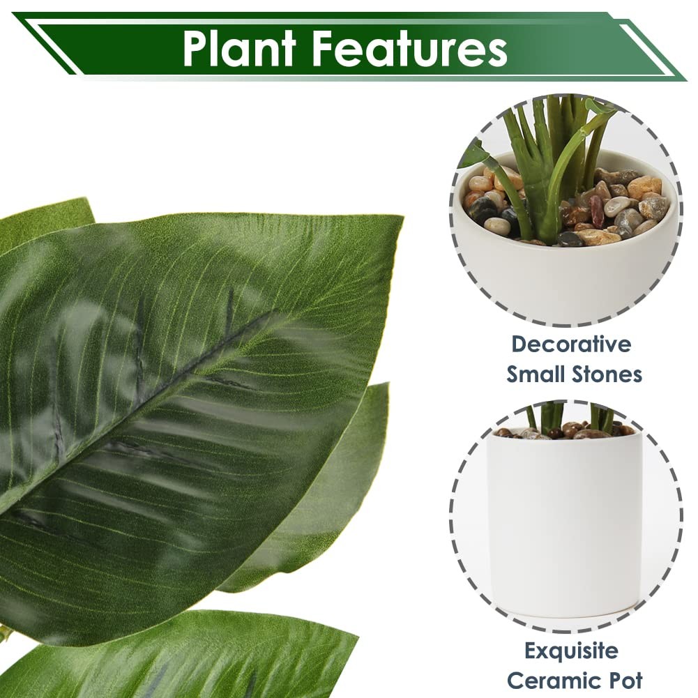 13 Inch Artificial Potted Plants Small Green Faux House Desk Living Room Decor