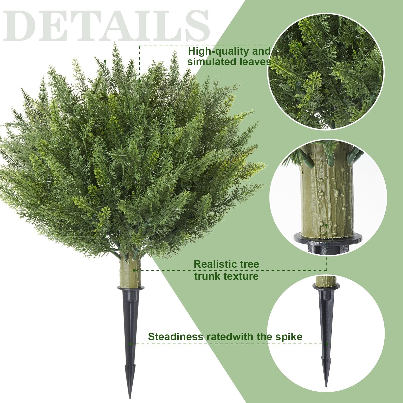 Set of 2 Artificial Cypress Topiary Shrubs, 20″ UV-Resistant Outdoor Plants