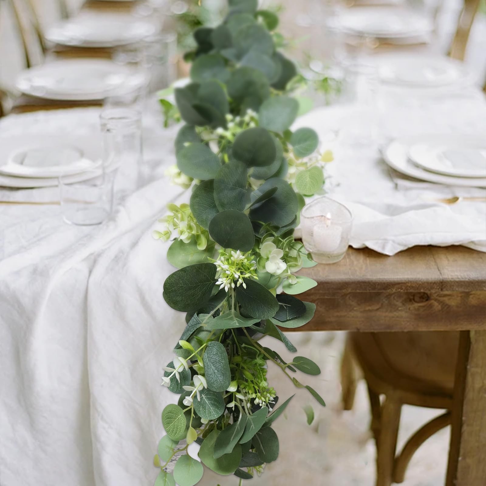 MAKHOT 5.9FT Eucalyptus Garland, Artificial Greenery Garland Flower, Green Garla