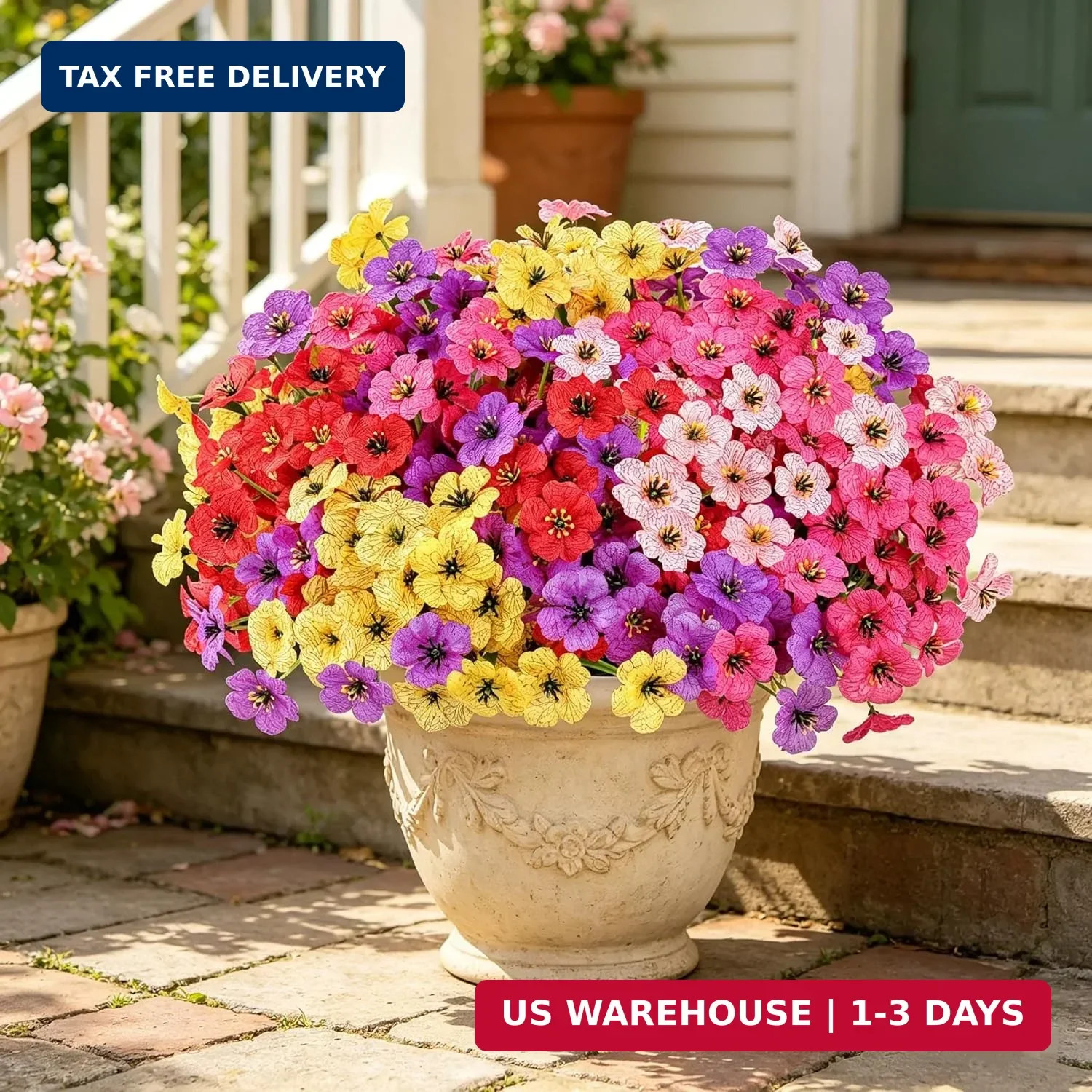 AmyHomie 20 Bundles Artificial Flowers for Outdoors, UV Resistant Fake Flowers N