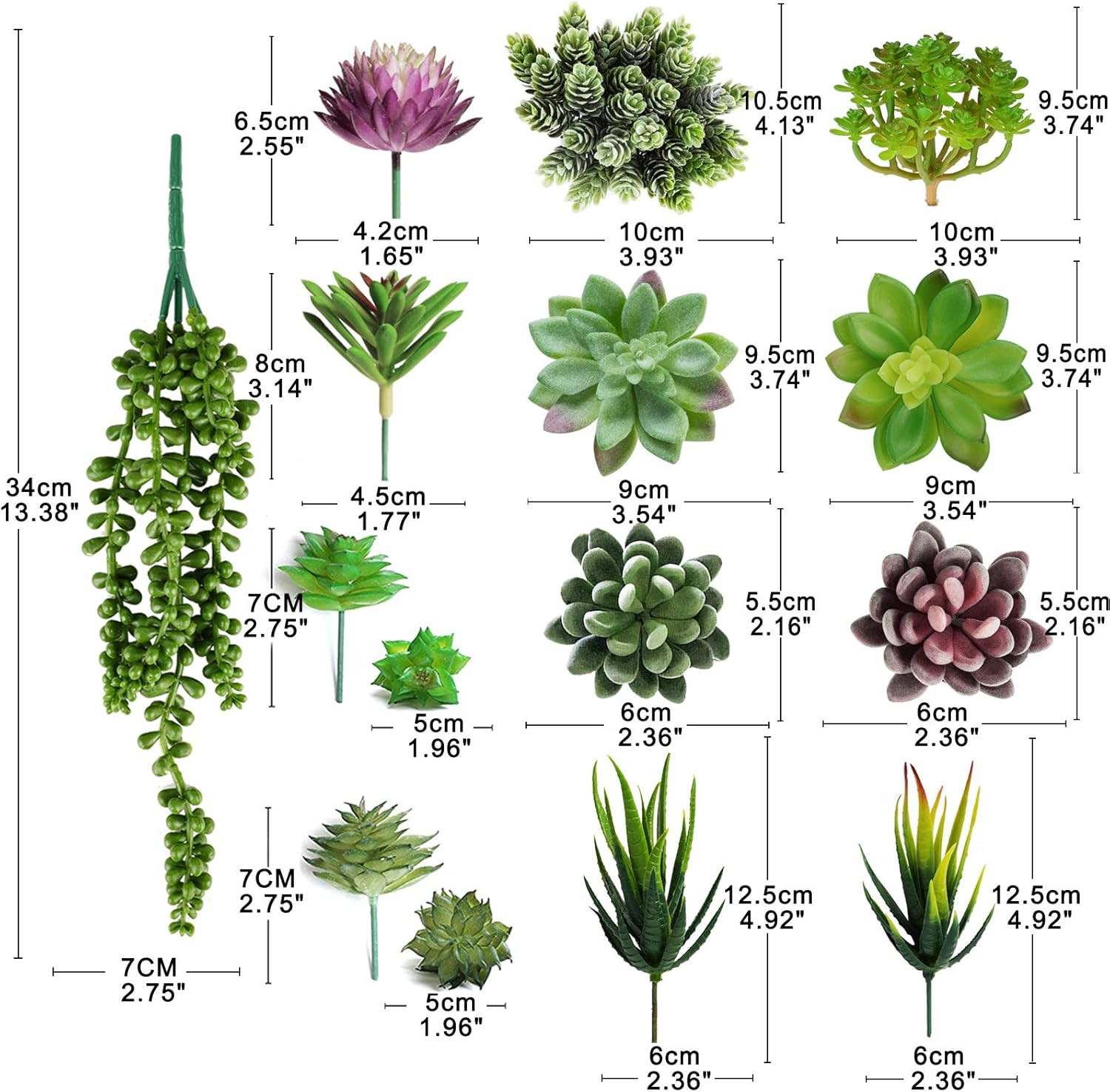 16pcs Fake Succulents, Artificial Succulent Plants for Outdoors | Premium Faux S