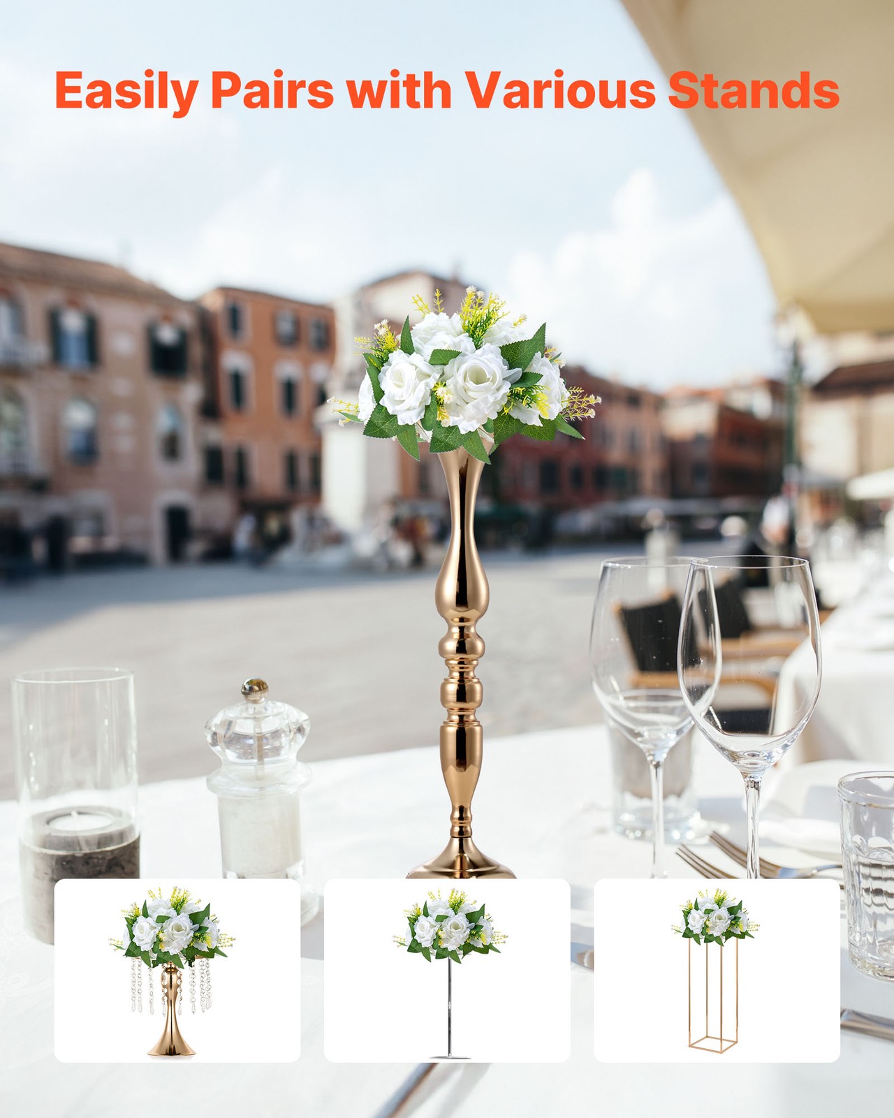 VEVOR Flower Balls Wedding Centerpieces 9.5-Inch Fake Flower Arrangement 10 PCS