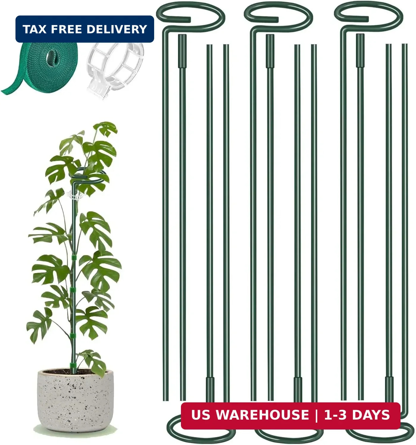 6 Pack 24 in Extendable Plant Support Stakes for Outdoor Plants and Flowers | Ad