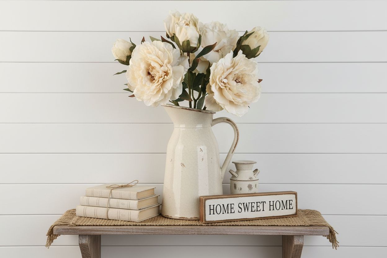 Cream Artificial Peony Stem 18 Inch Faux Peony Flower Stem Wedding Bouquet Flora