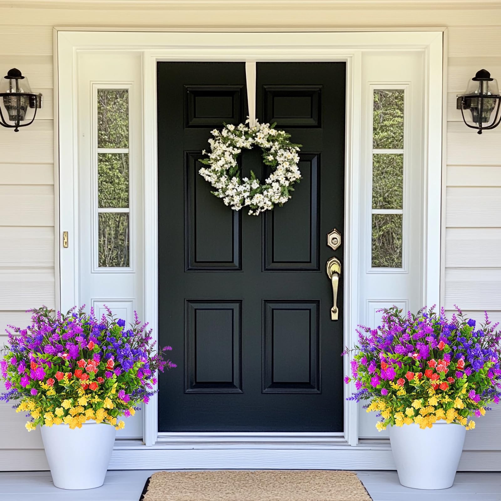 UV Resistant Artificial Flowers – 9 Bundles Realistic Outdoor Plants for Garden