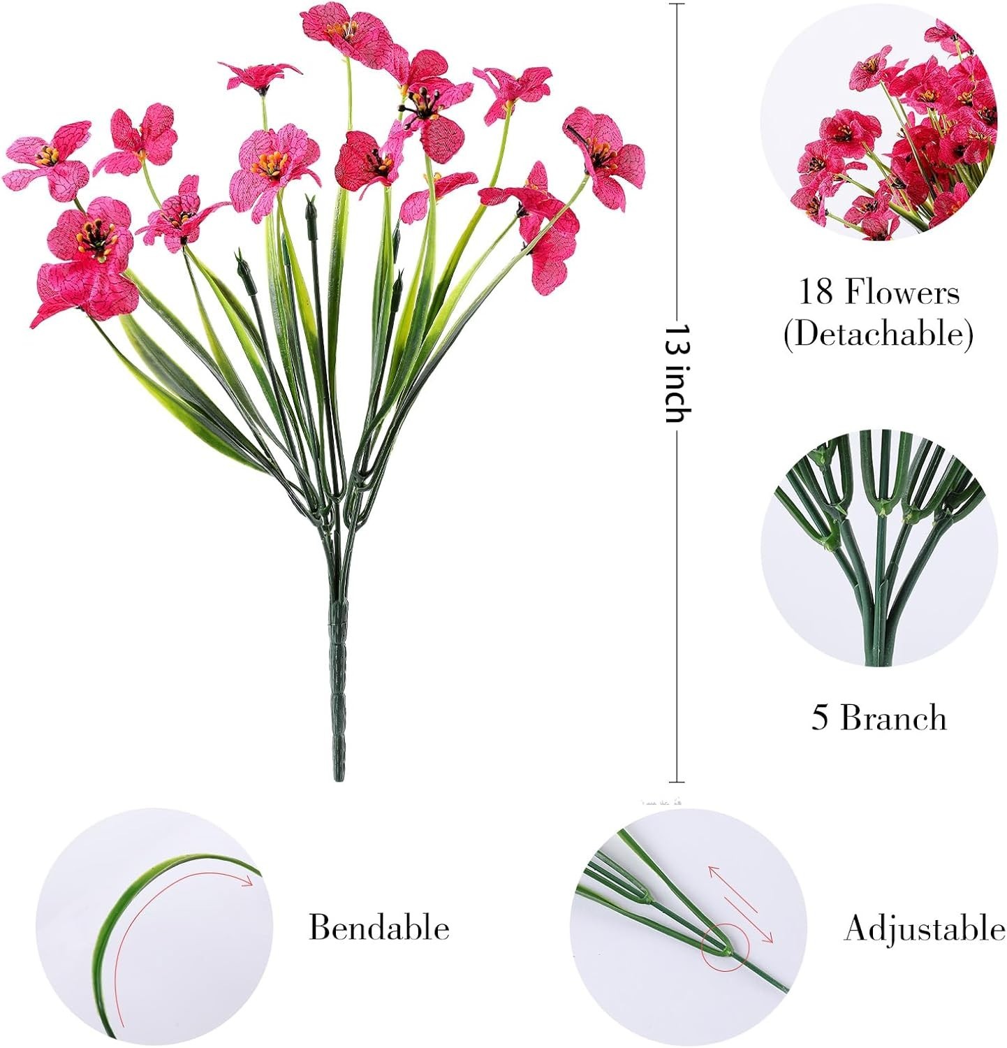 24 Bundles of Realistic No Fade Artificial Flowers for Indoor & Outdoor Elegance