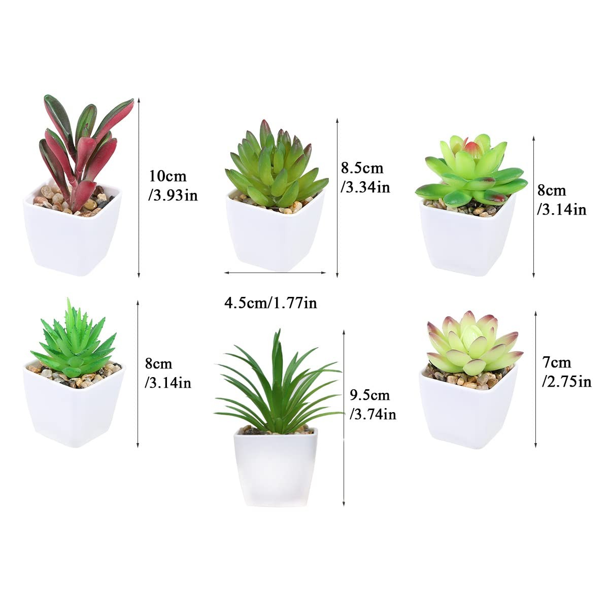Mini Fake Plants in Small Succulents Potted Ceramic Pots Artificial Faux Asso…