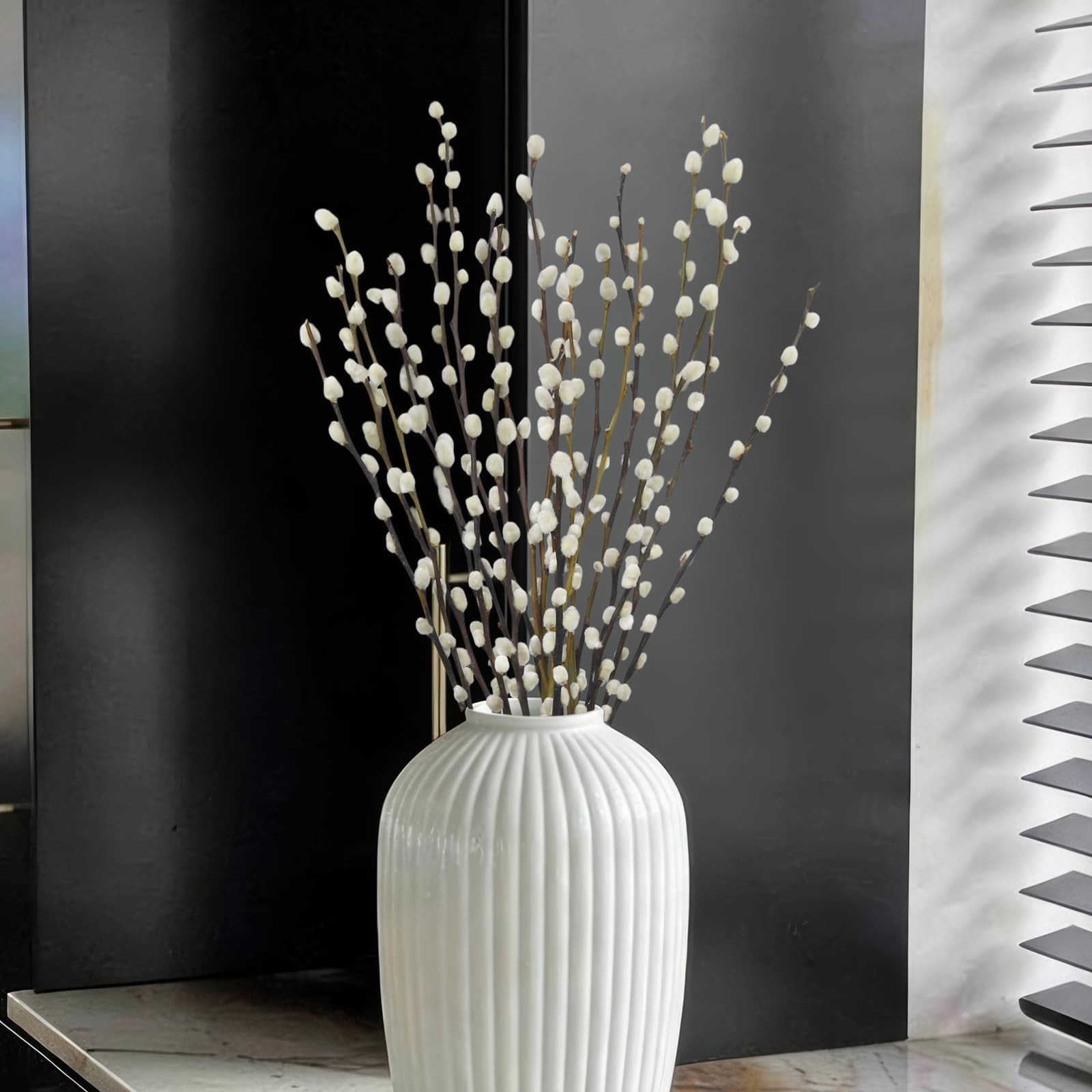 20 Pcs Natural Preserved Dried Flowers Real Pussy Willow Branches for Vases T…