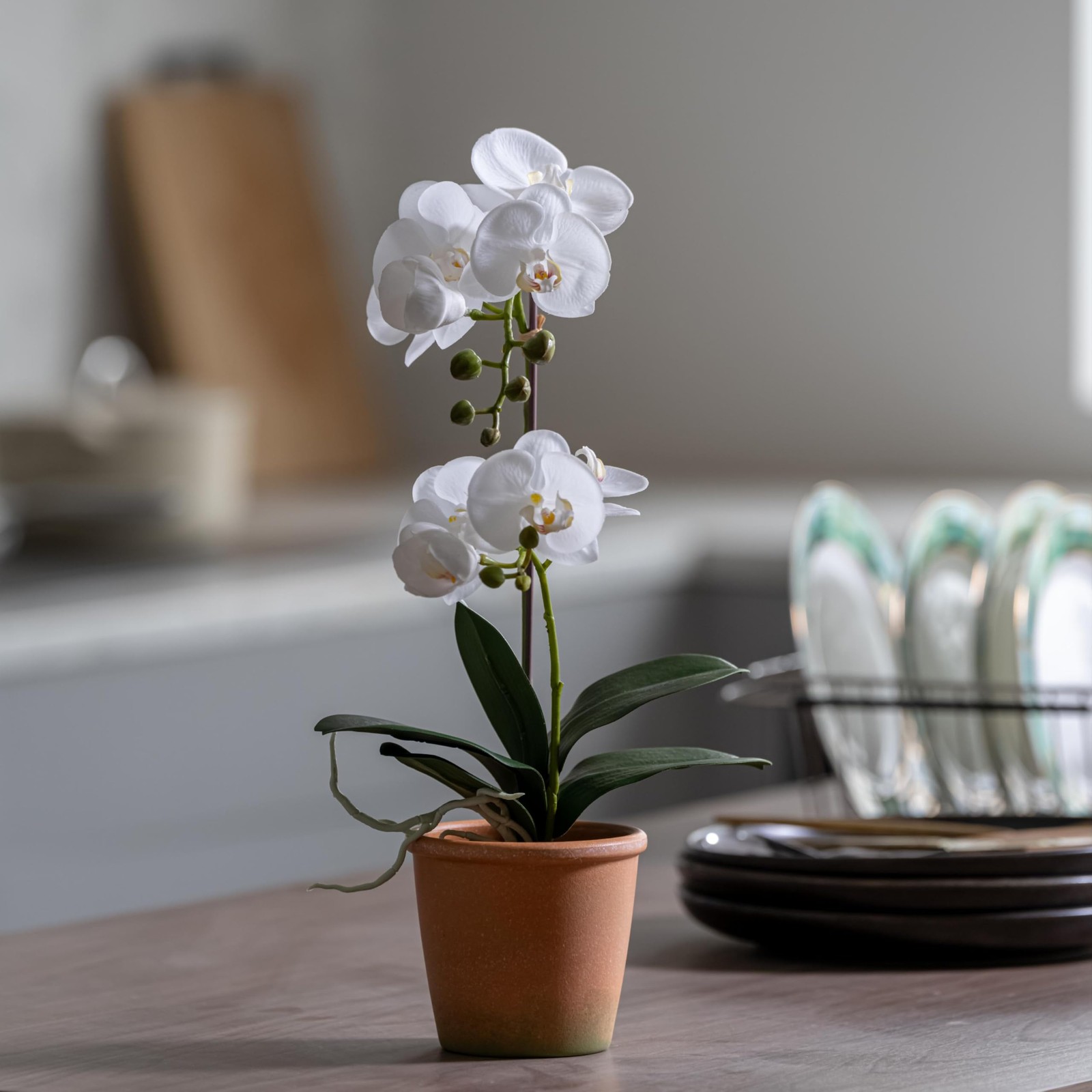Artificial Real Touch Orchid Plant – 15″ Faux Phalaenopsis in Pot – Highly Re…