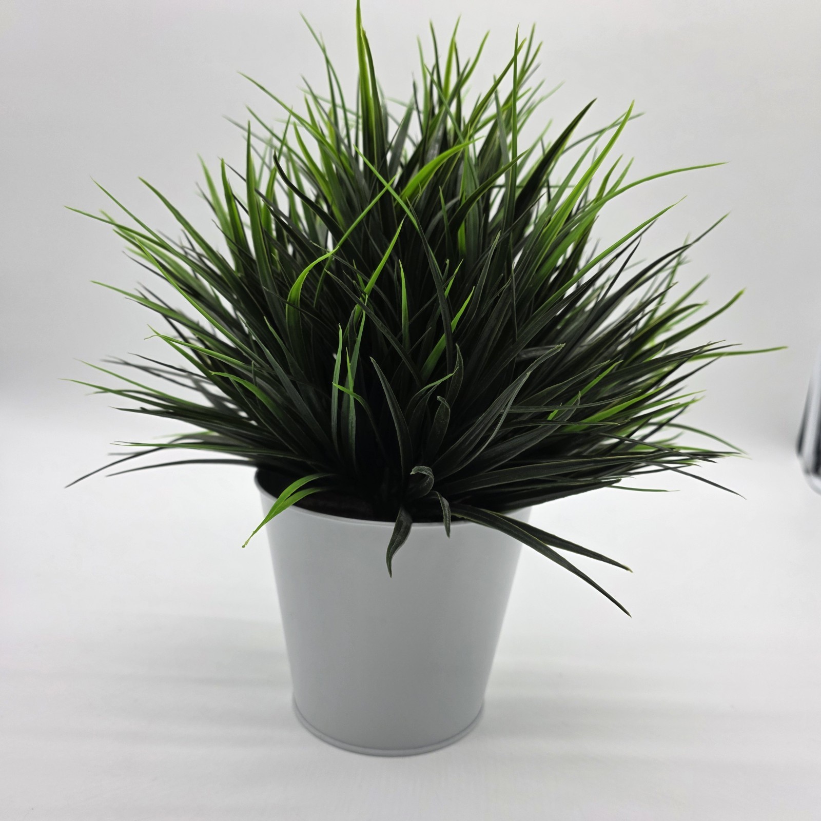 Artificial Grass Plant in White Pot Faux Greenery Desk Shelf Home Decor 14″