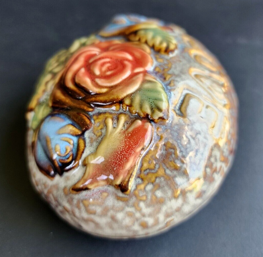 LOVE floral faux rock decor glossy home or gift ceramic glazed oval shape