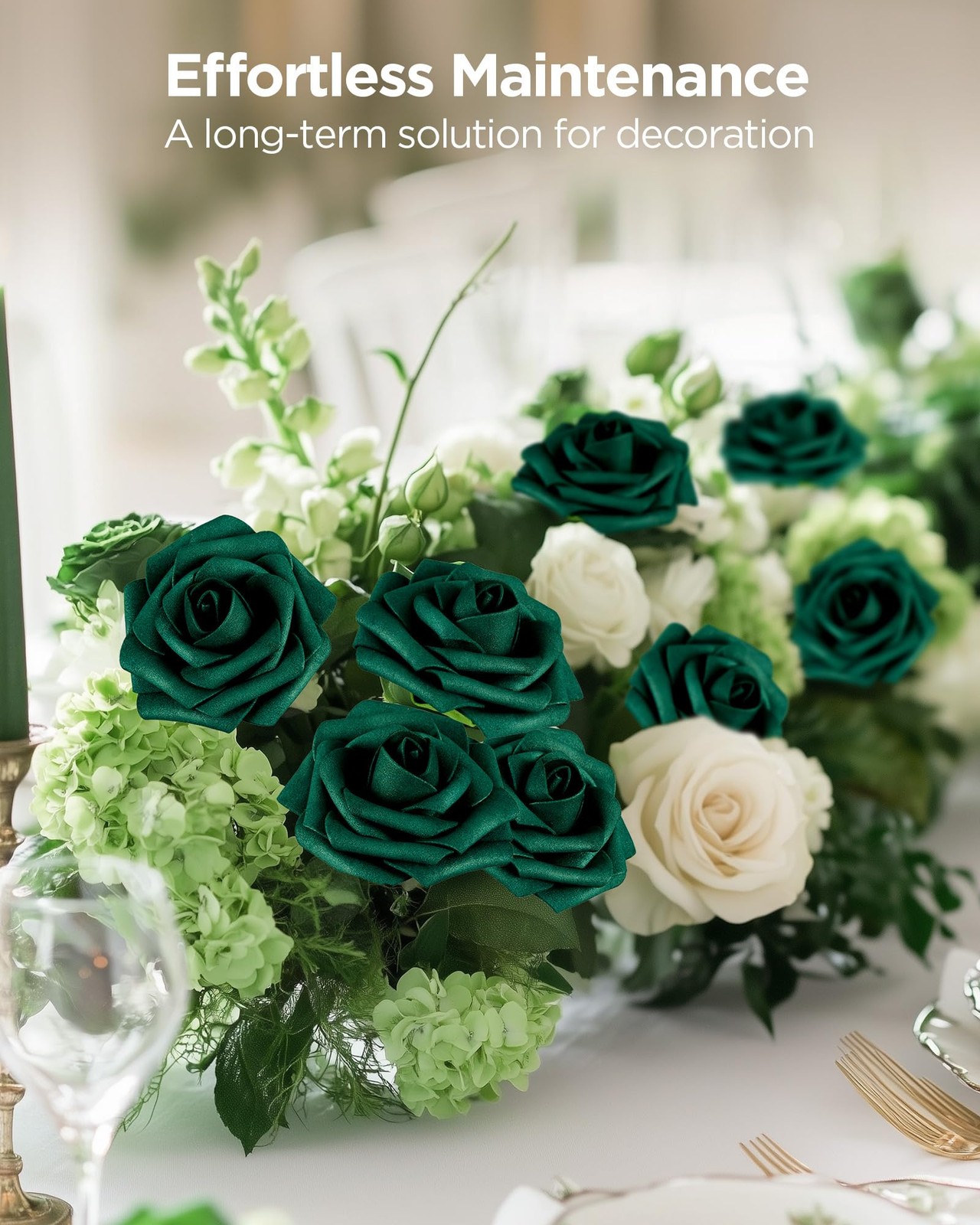 InnoGear Artificial Flowers, 50 Pcs Hunt Green Foam Fake Roses Bulk with Stem…