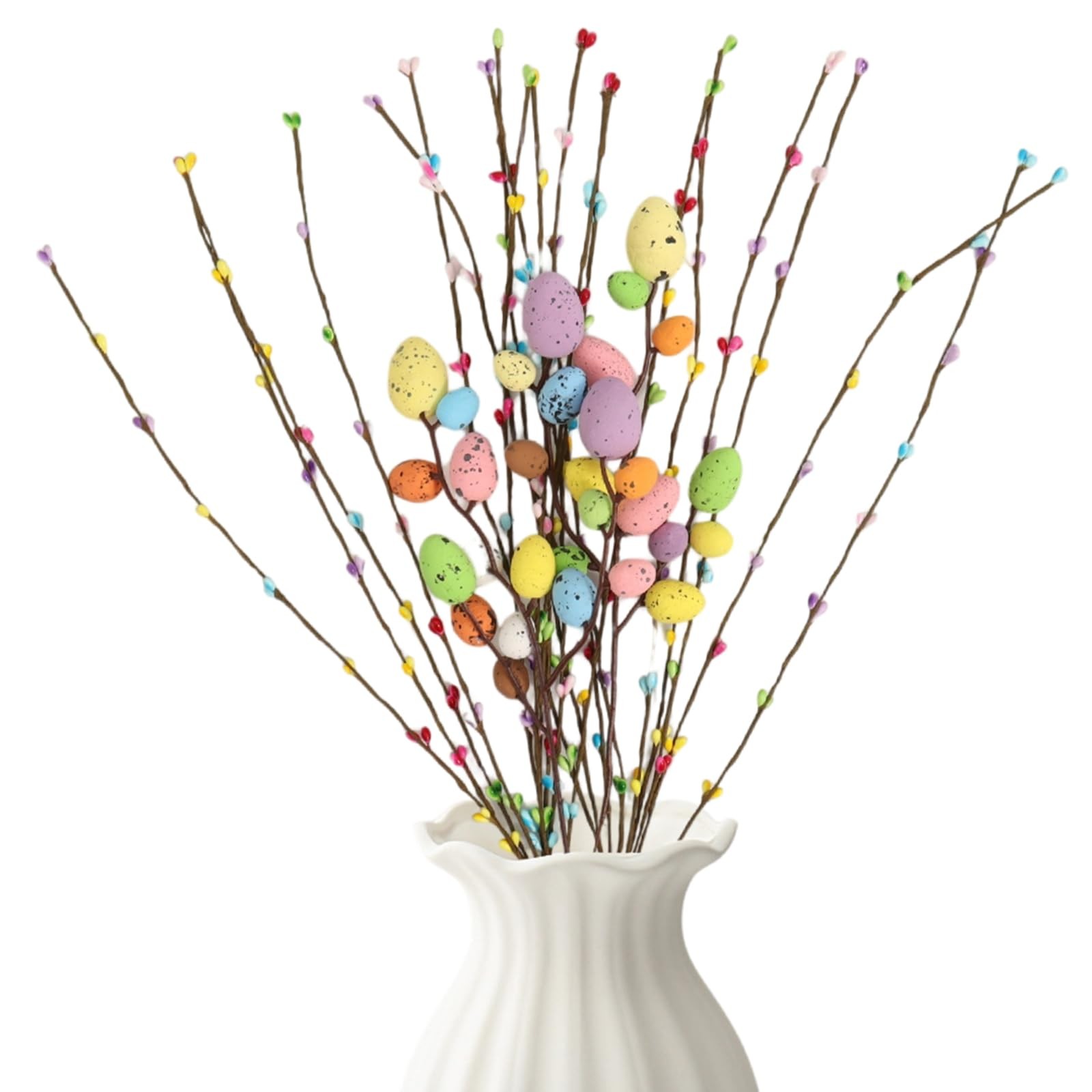 26Pcs Easter Decorations for Home – Faux Vine with Berries and Easter Eggs Pi…