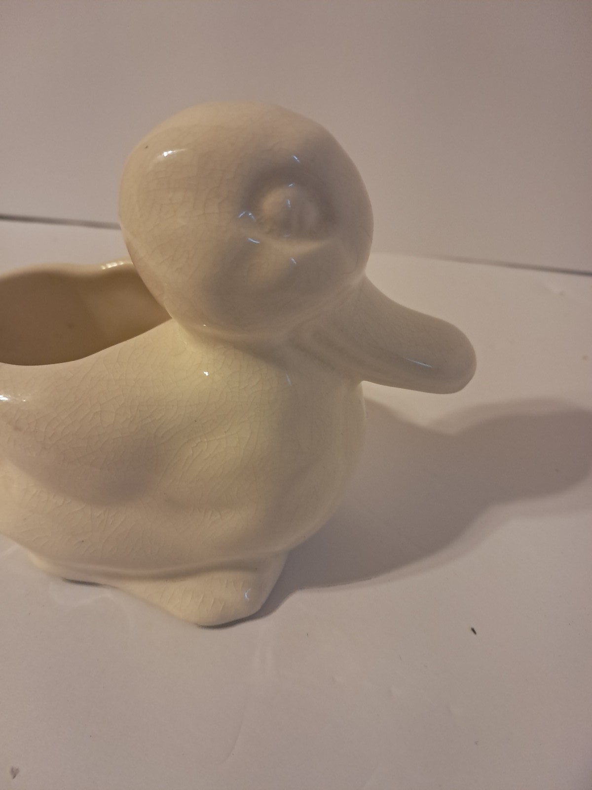Vintage Style Ceramic Duck Planter Cream Off-White Figural Home Decor