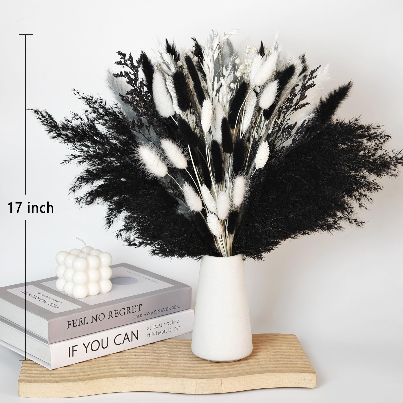 Black Pampas Grass Bouquet, Handmade Dried Flower Arrangement Decor