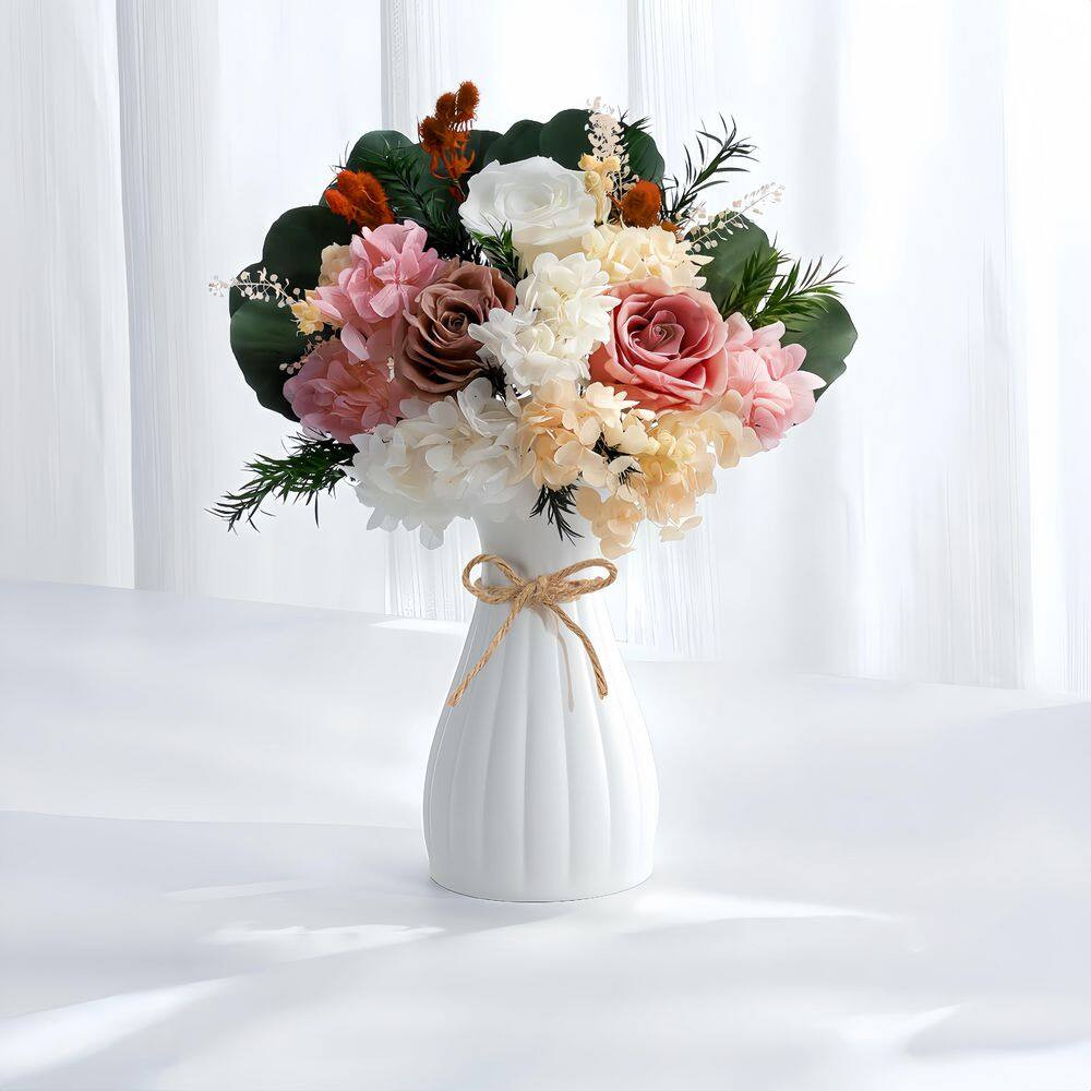 13.4 In. Light Pink Artificial Preserved Rose Bouquet-Includes Gift Box and Gree