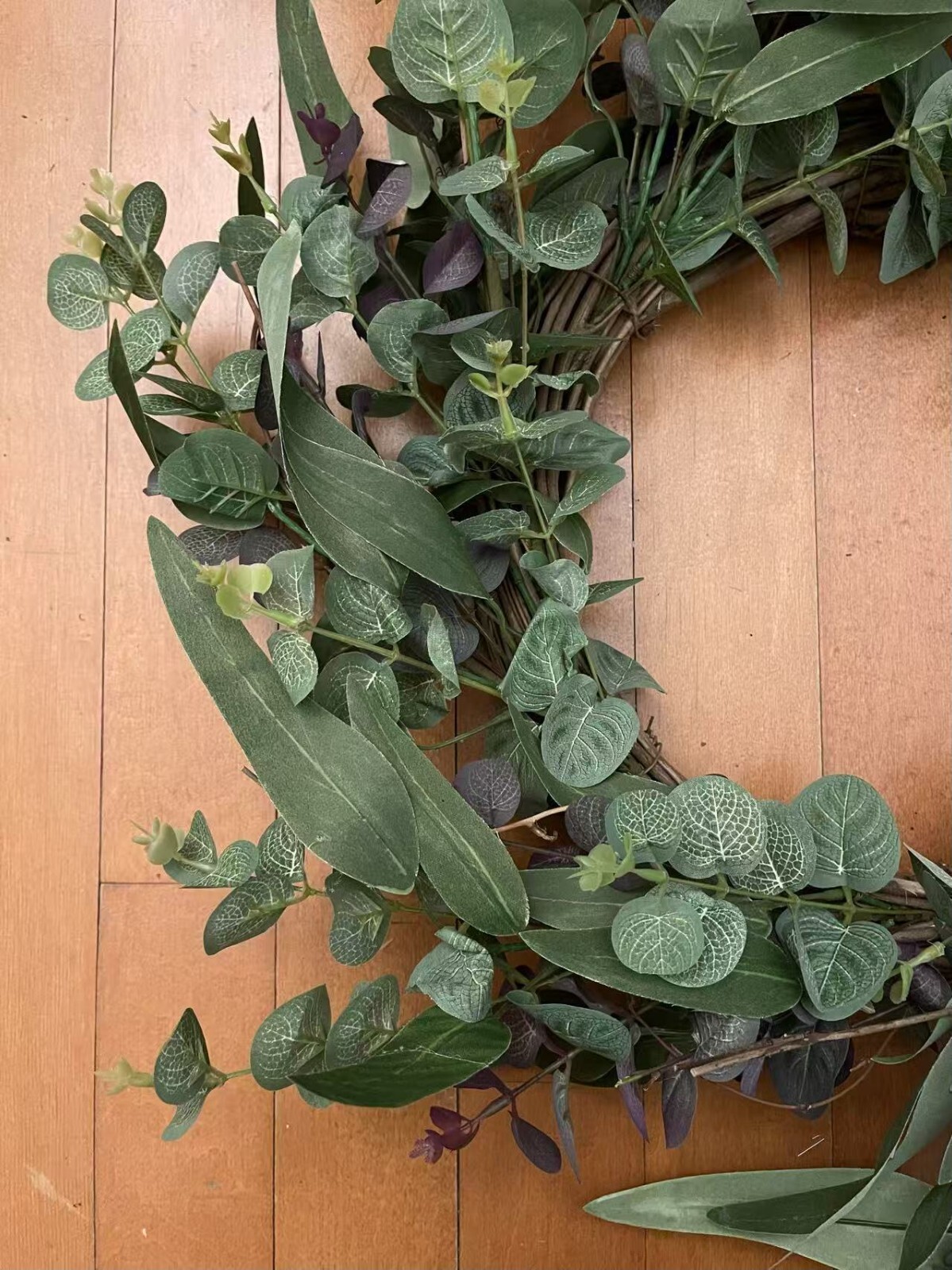 24″ Greenery Wreath Artificial Eucalyptus Green-Purple Leaves Year Round Wreath