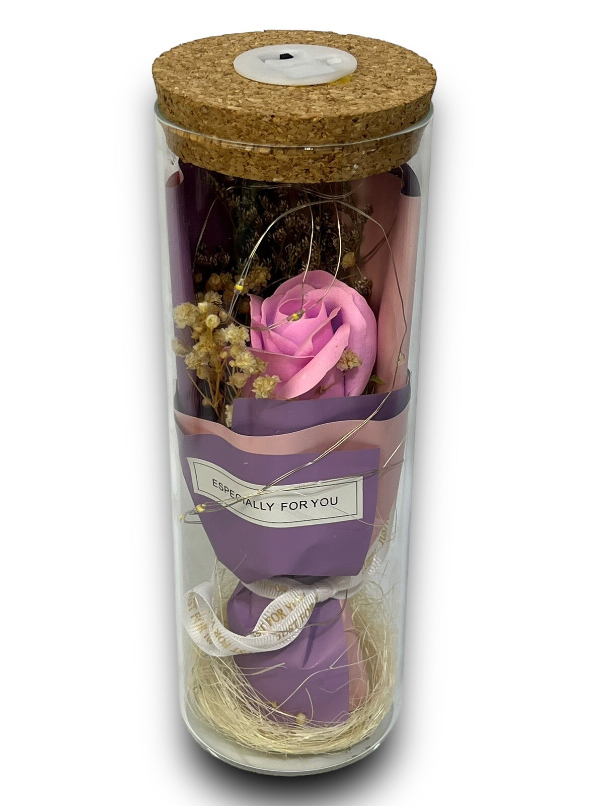 Pink Rose in Glass Dome LED Forever Flower Lamp Enchanted Mothers Day Gift