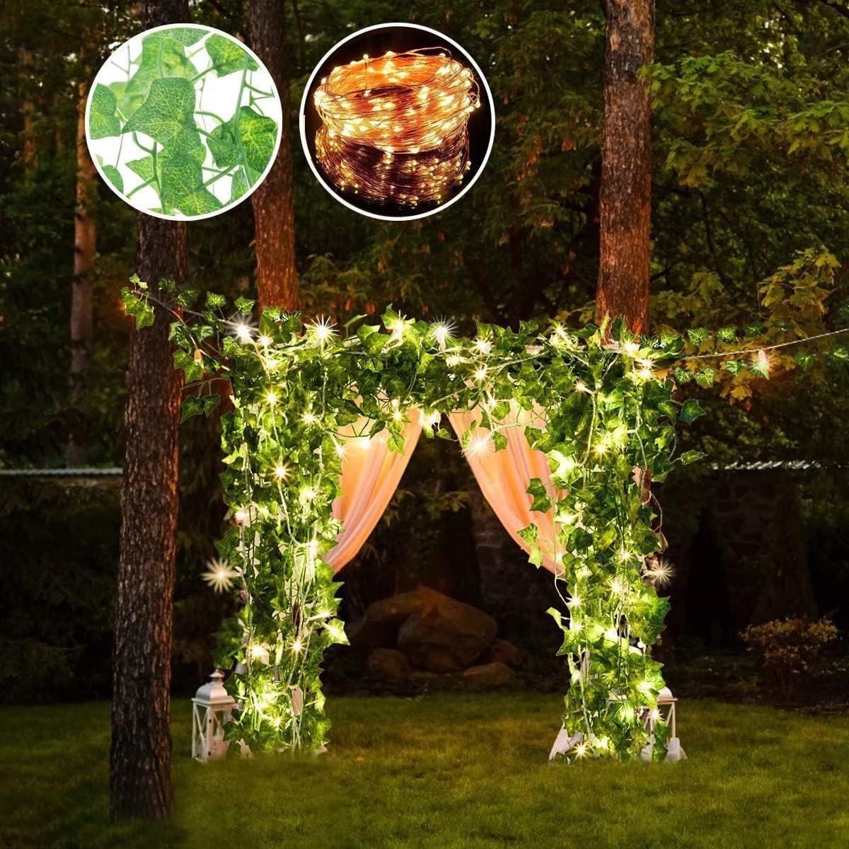 168 FT Artificial Ivy Garlands with 400 LED Lights for Stunning Decor