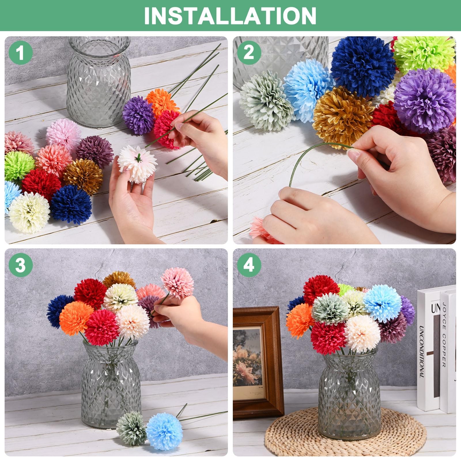 30-Pack Artificial Chrysanthemum Flowers,11 Inch Faux Chrysanthemum Silk Bouq…