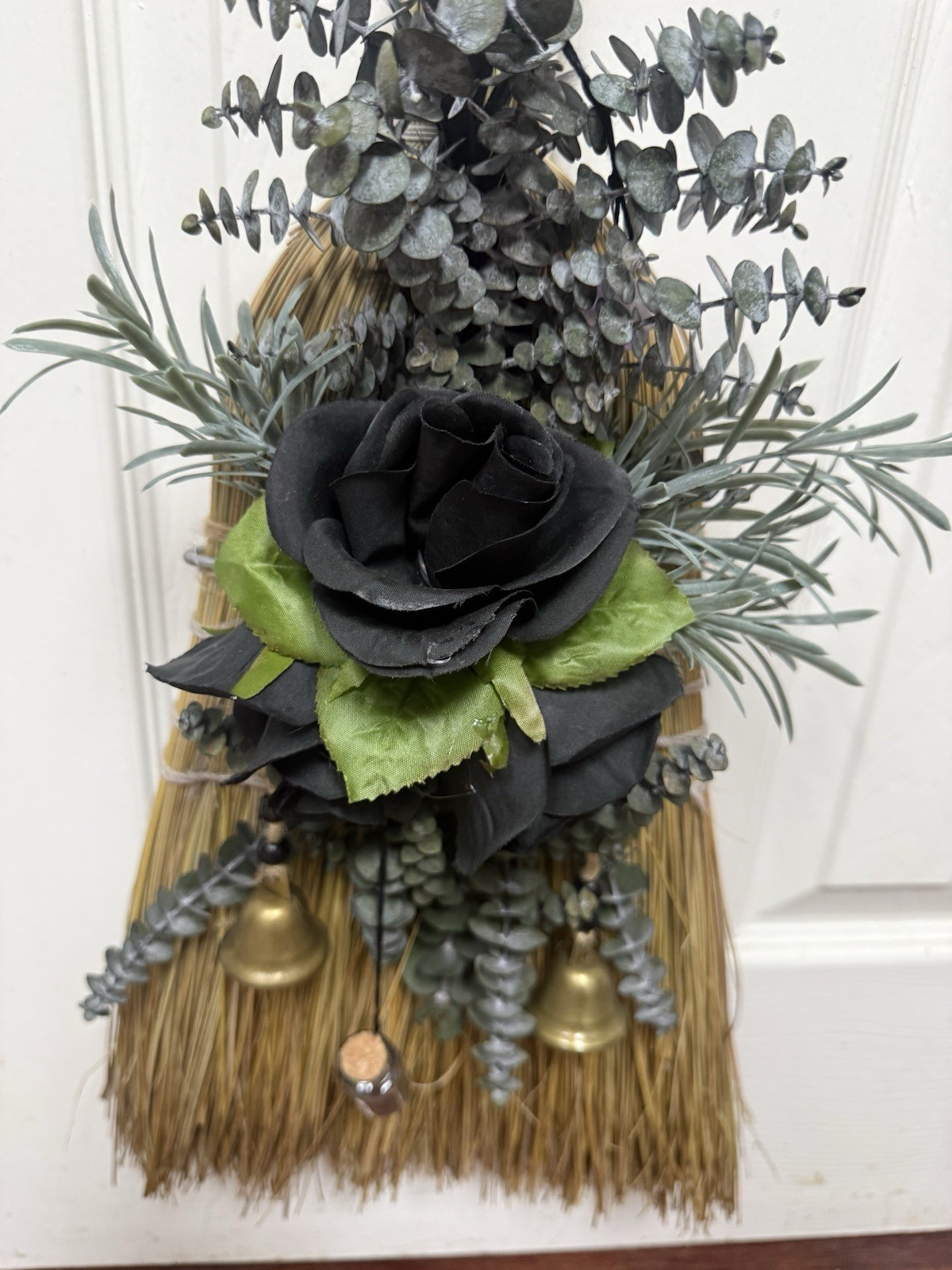 Full Size Straw Protection Broom and Witch Hat