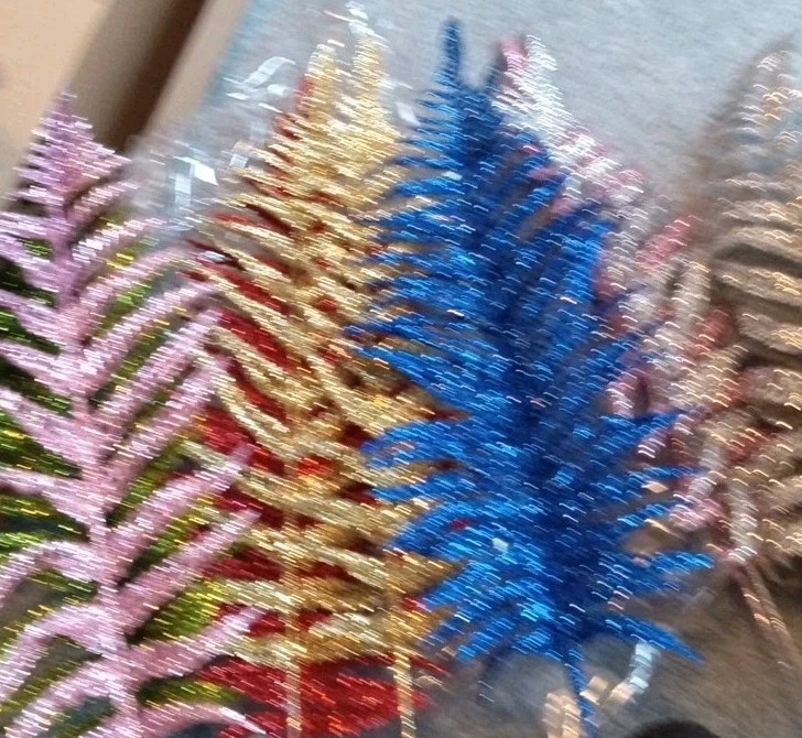 12 Pcs Ass Artificial Glitter Leaves 16″ Glittered Pink Green Blue Red Gold Sil