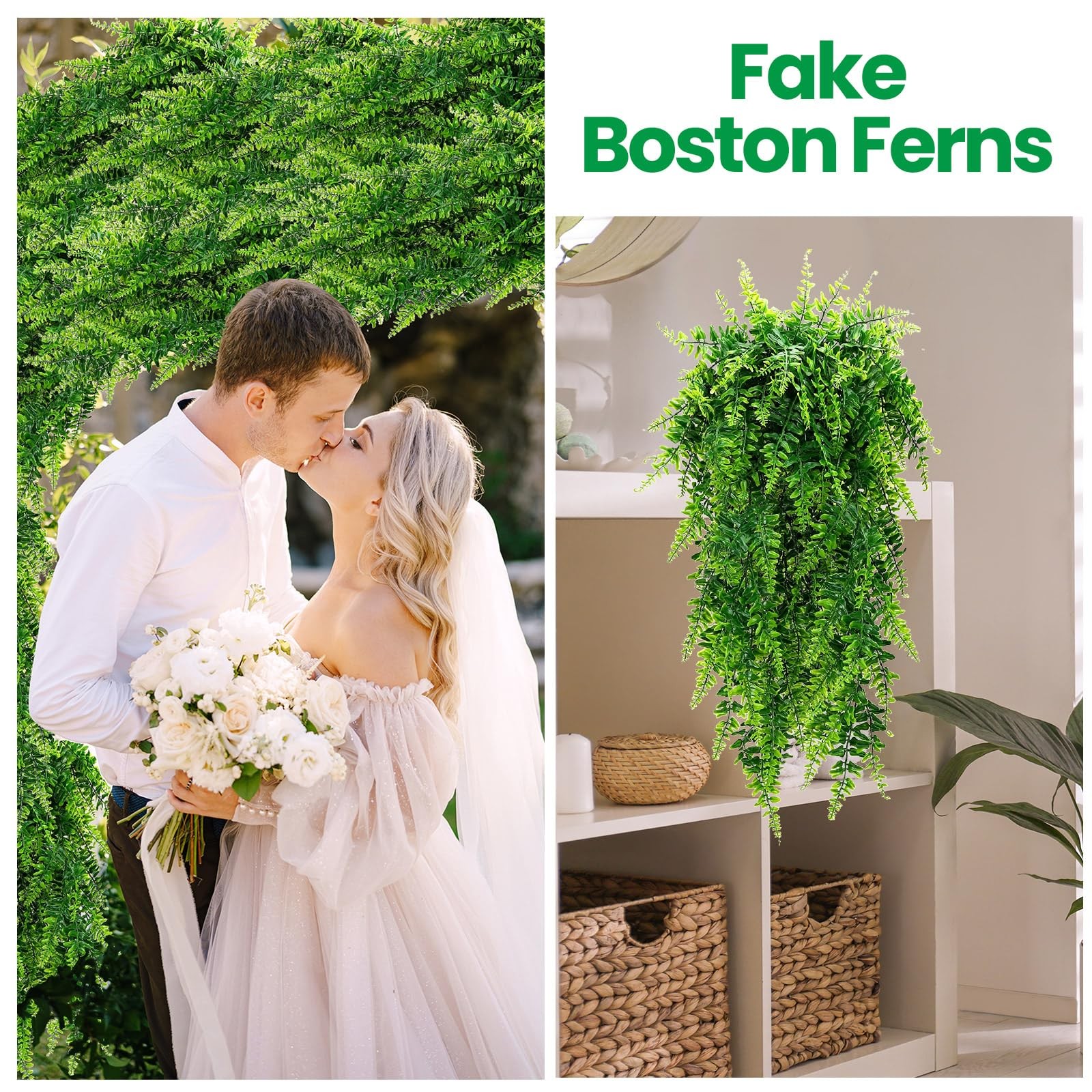 36 Pcs Artificial Hanging Plants 32 Inch Hanging Boston Ferns Plastic Fake Pl…
