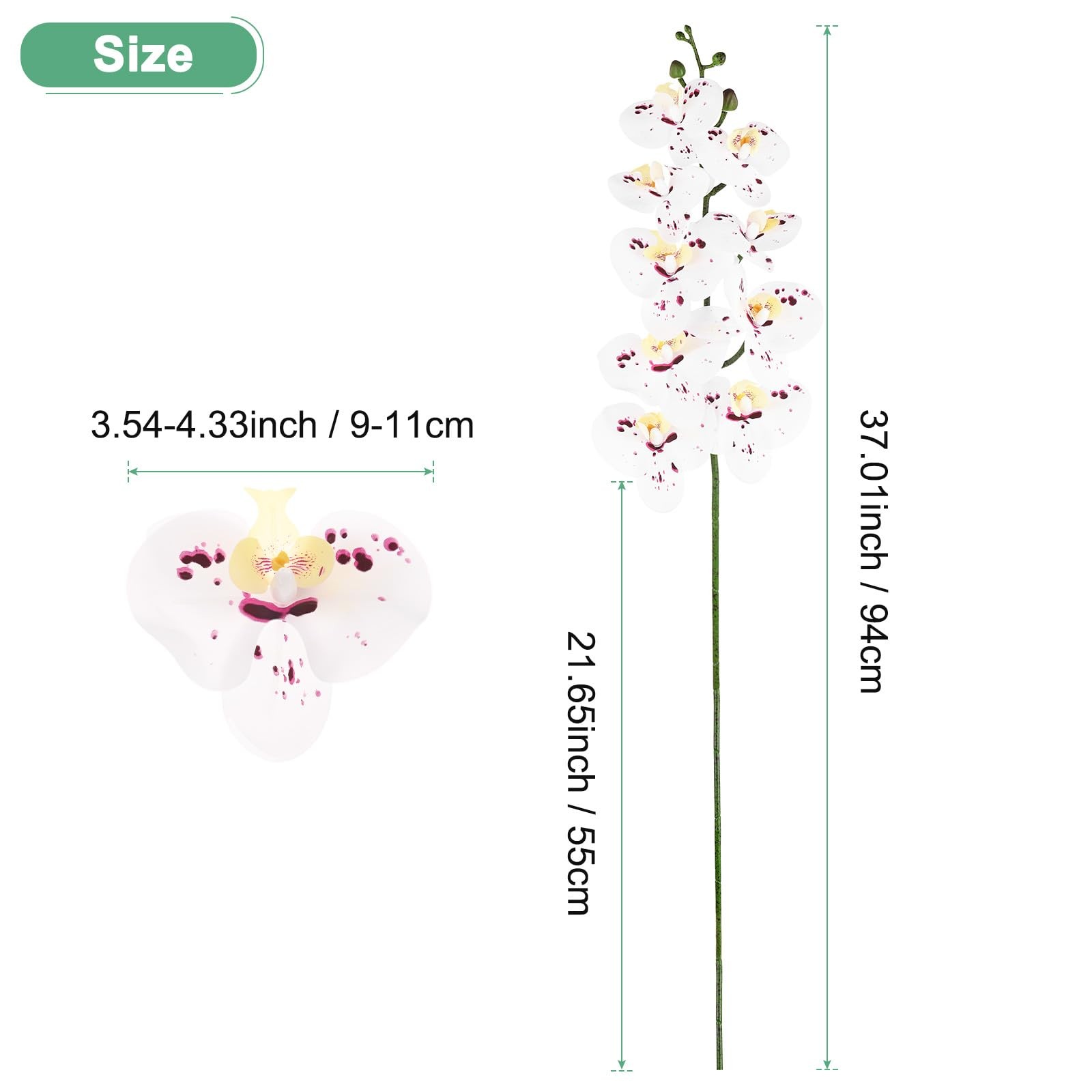 1-Pack Artificial Orchid Flowers 9 Large Petals 37 Inch Faux Phalaenopsis Sil…