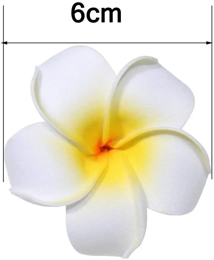 50Pcs 2.4″ White Foam Hawaiian Frangipani Artificial Plumeria Flower Hat Hair
