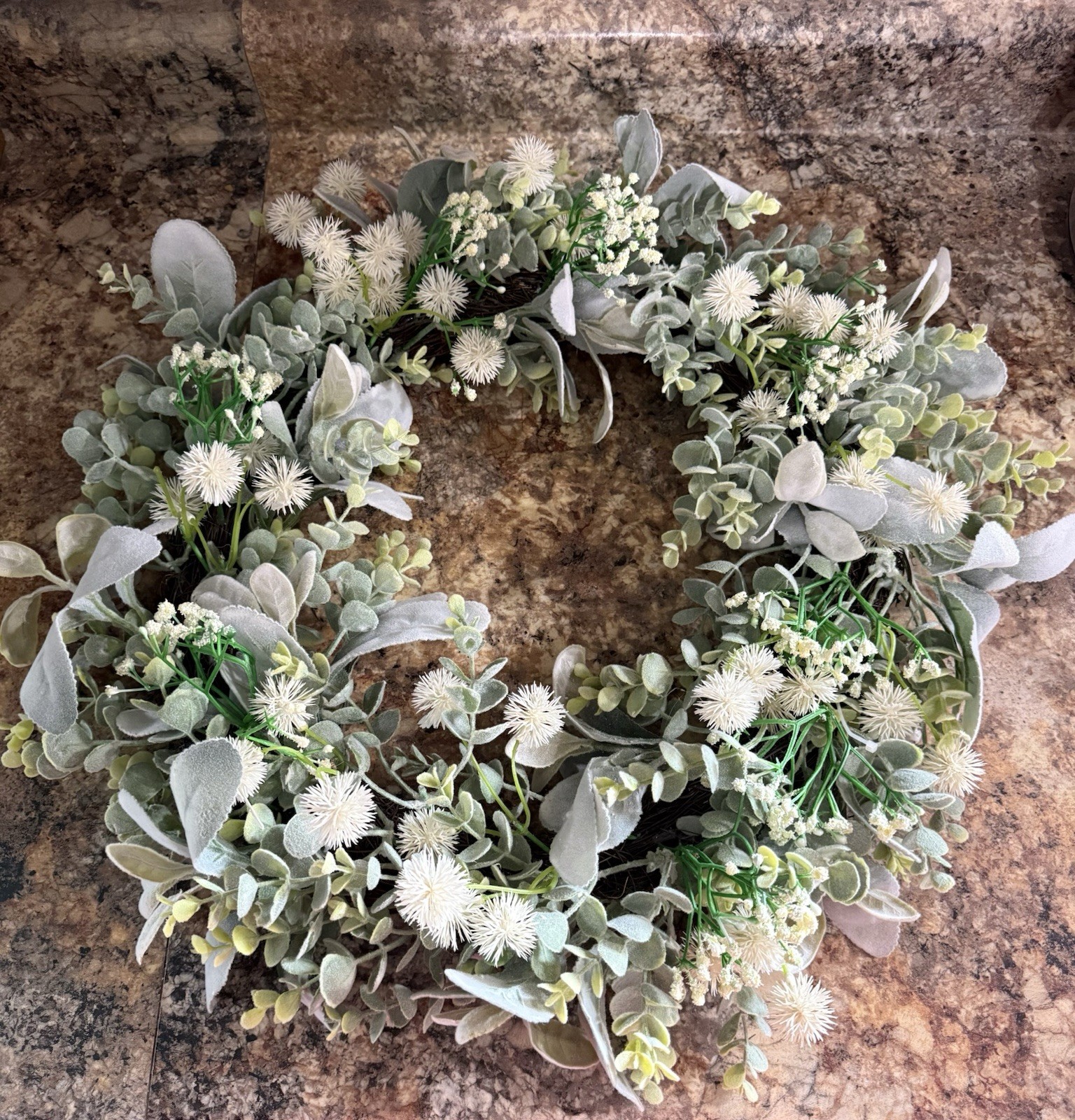 Artificial Eucalyptus Lambs Ear Mixed Greenery Everyday Year Round Wreath