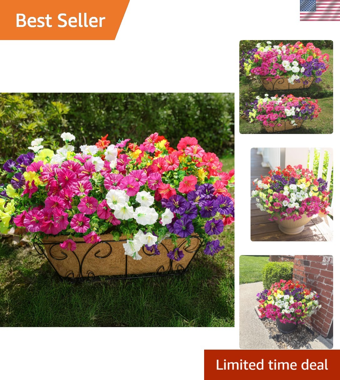 Indoor & Outdoor Morning Glory Artificial Flowers – 12 Bundles with Eucalyptus