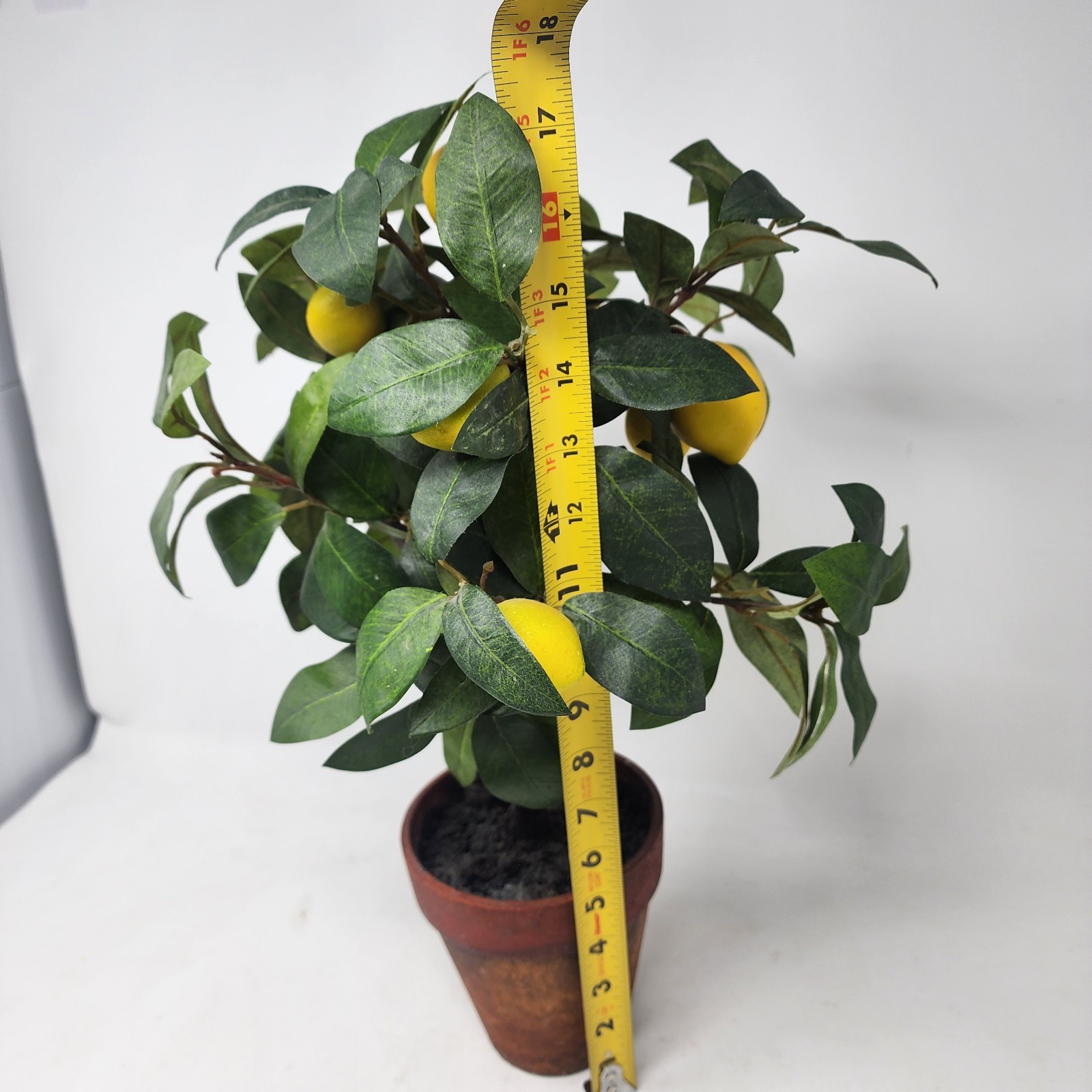 Lemon Tree 18” Silk Miniature Tabletop Decorative Topiary Clay Stylized Pot